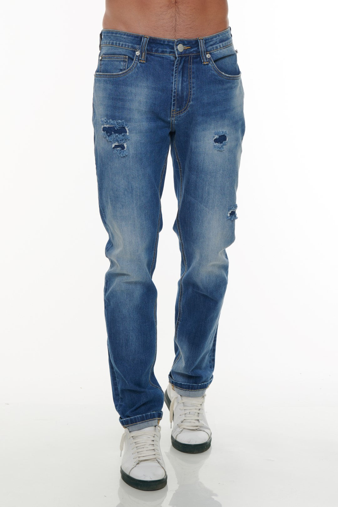 Jeans 5 tasche Regular con rotture