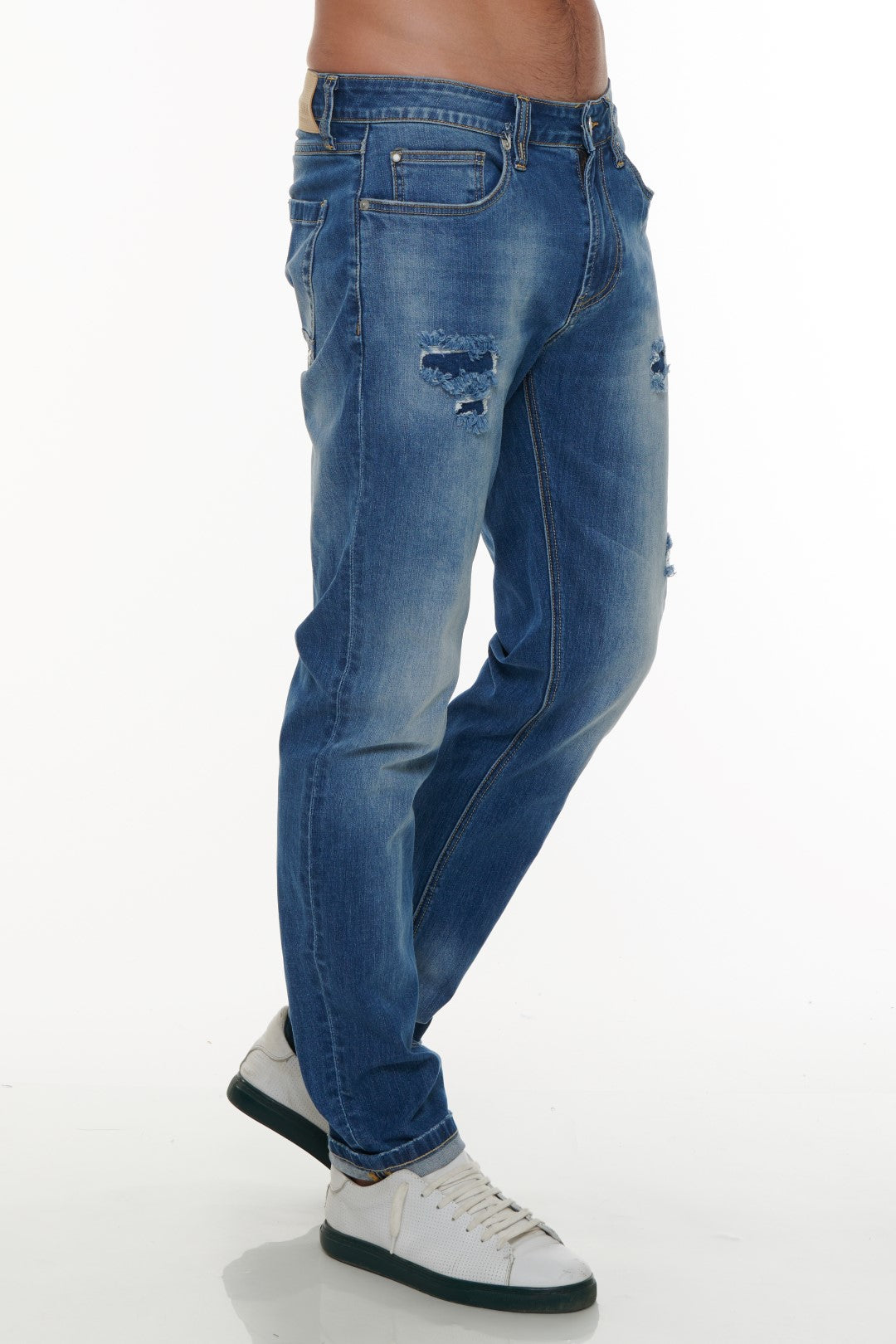 Jeans 5 tasche Regular con rotture