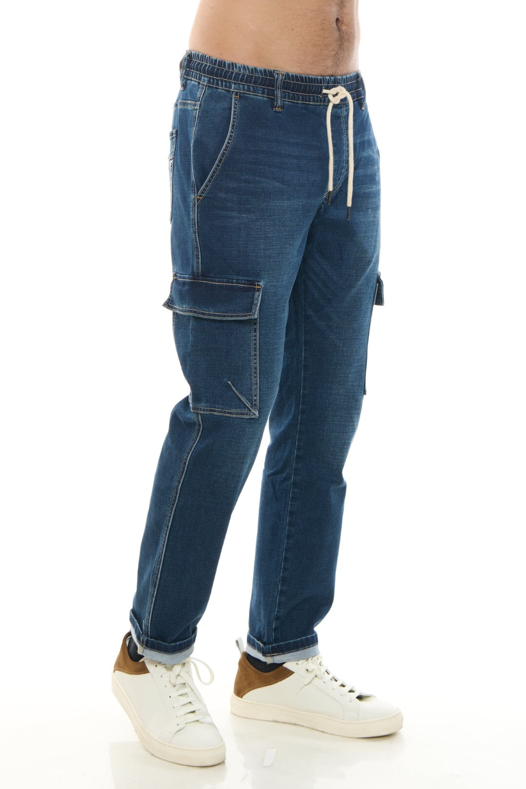 Jeans Cargo con coulisse Scuro