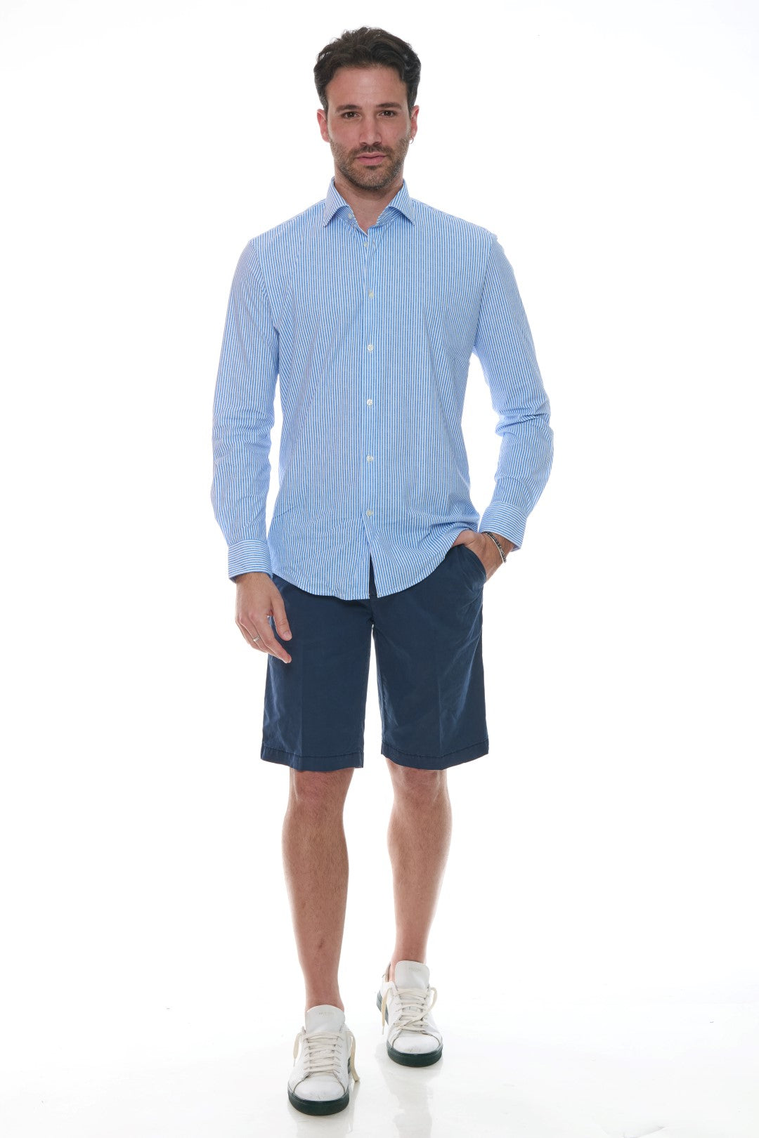 Camicia B-stretch Rigata