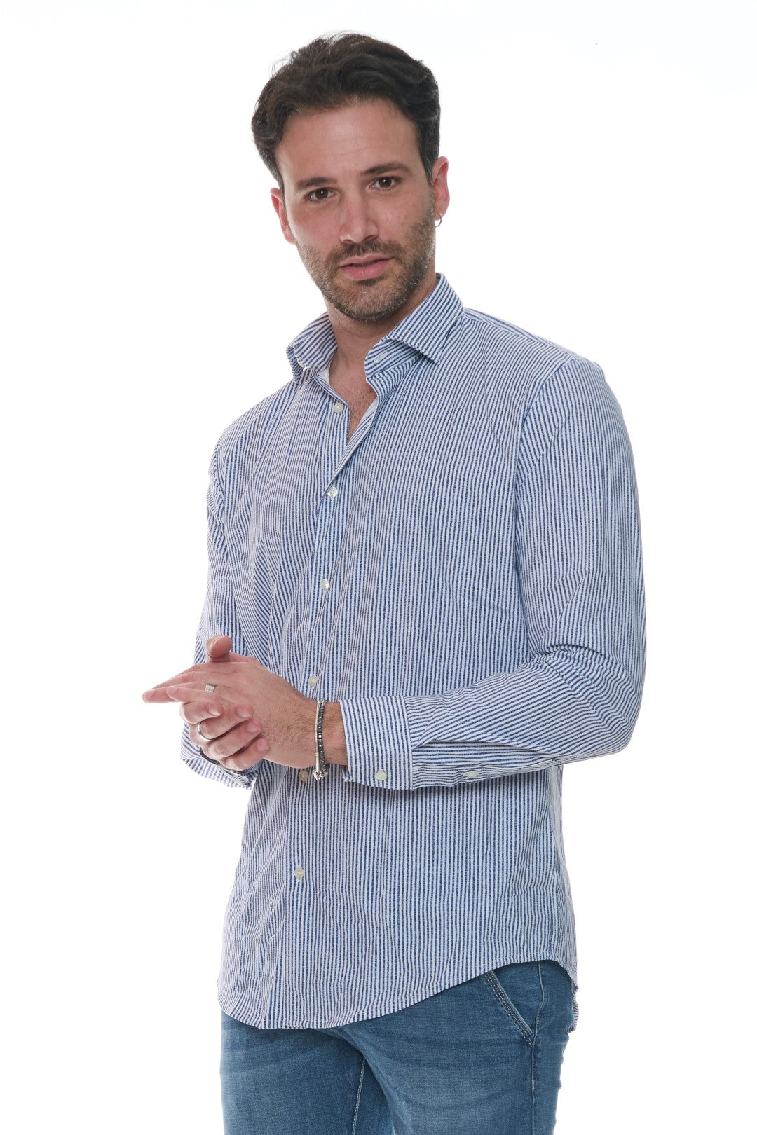 Camicia B-stretch Rigata