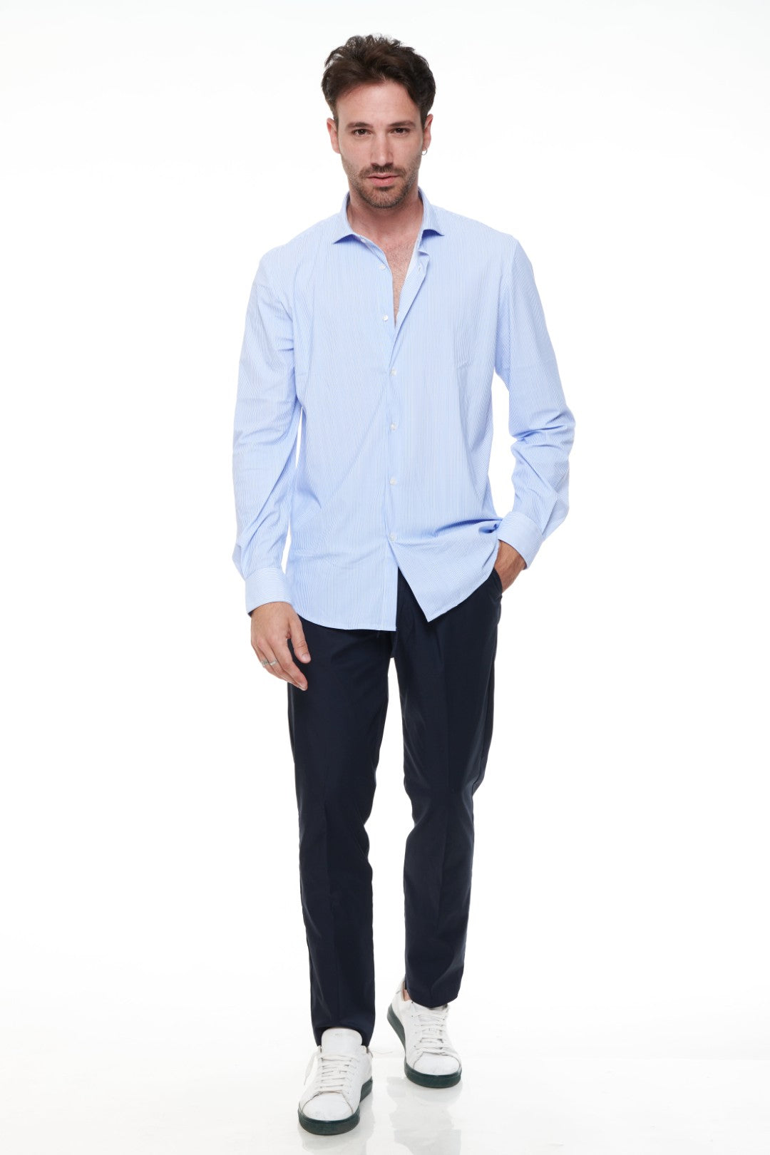 Camicia B-stretch Rigata
