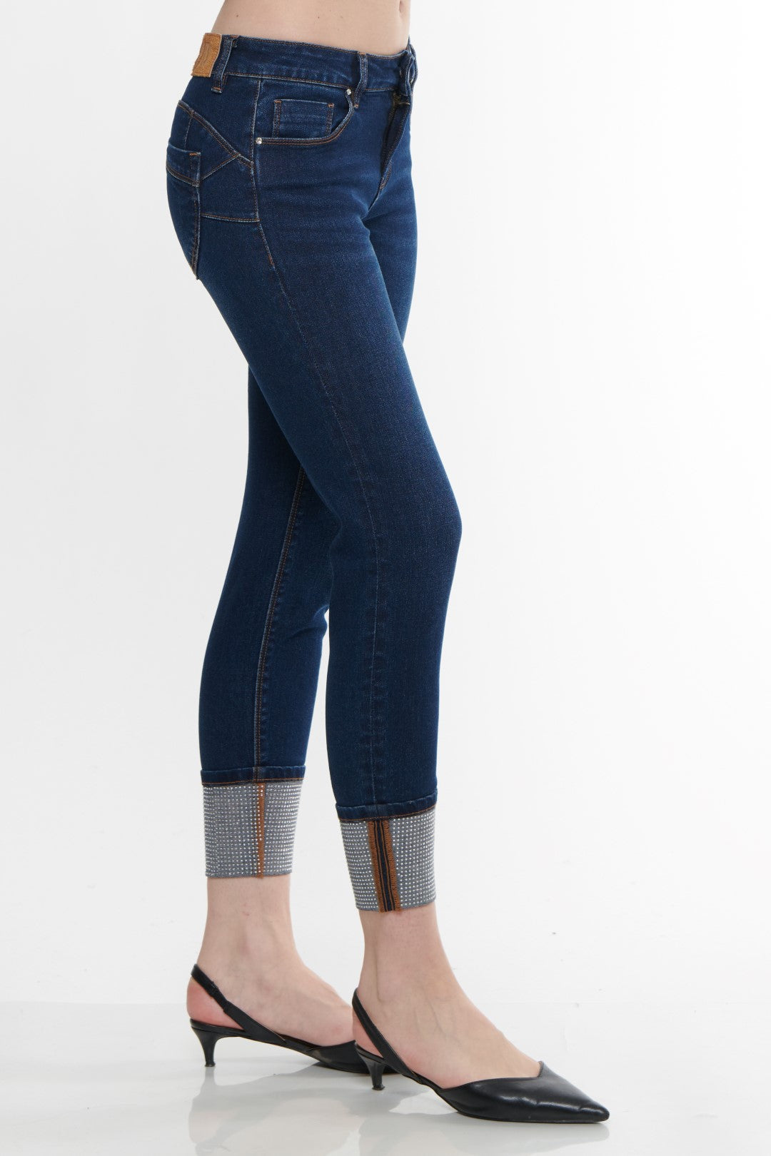 Jeans 5 tasche Blu con Strass