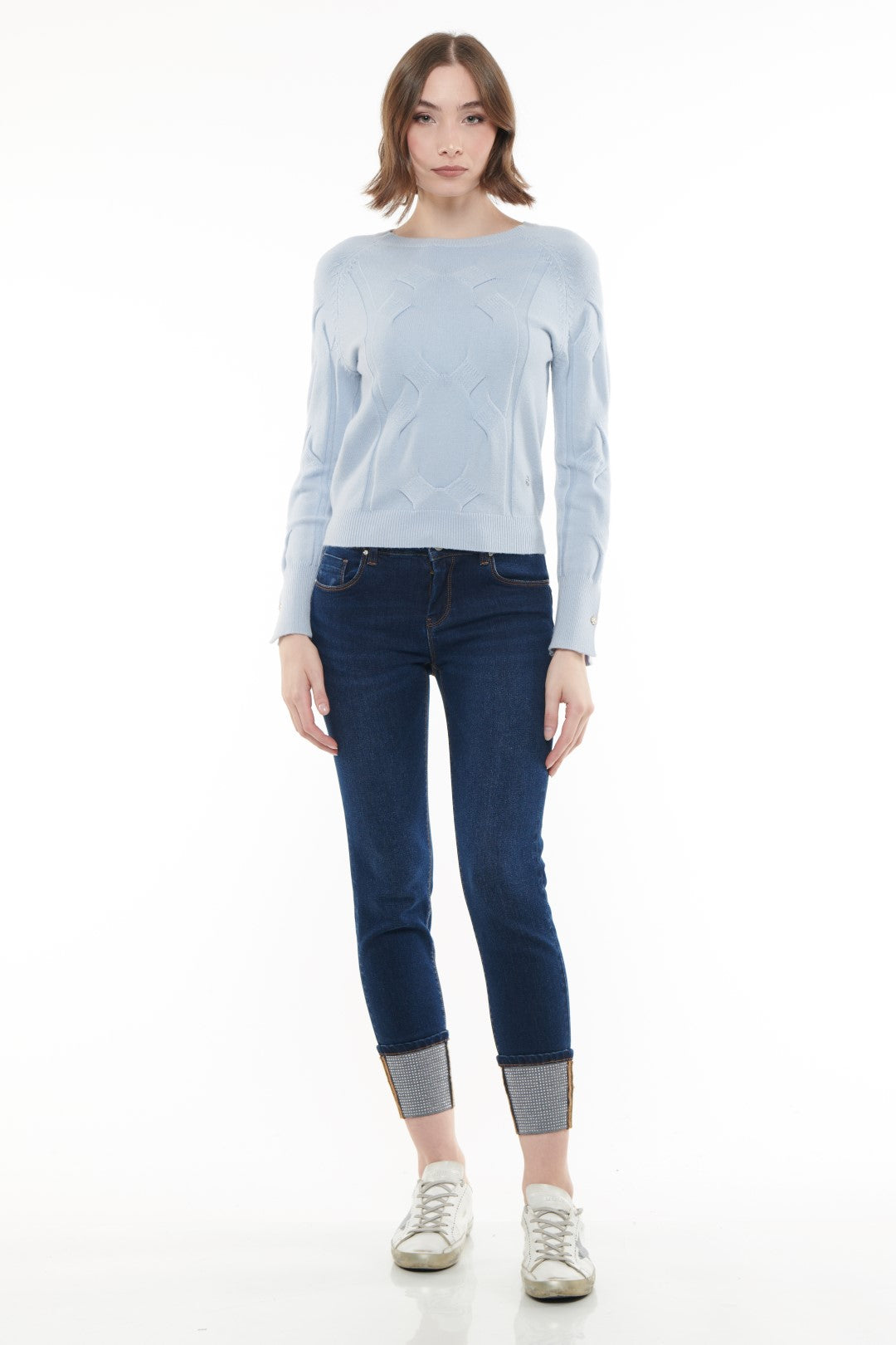 Jeans 5 tasche Blu con Strass