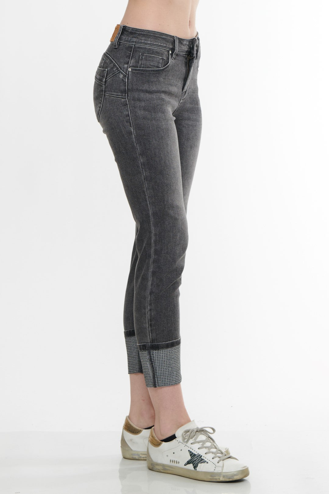 Jeans 5 tasche Nero Stone con Strass