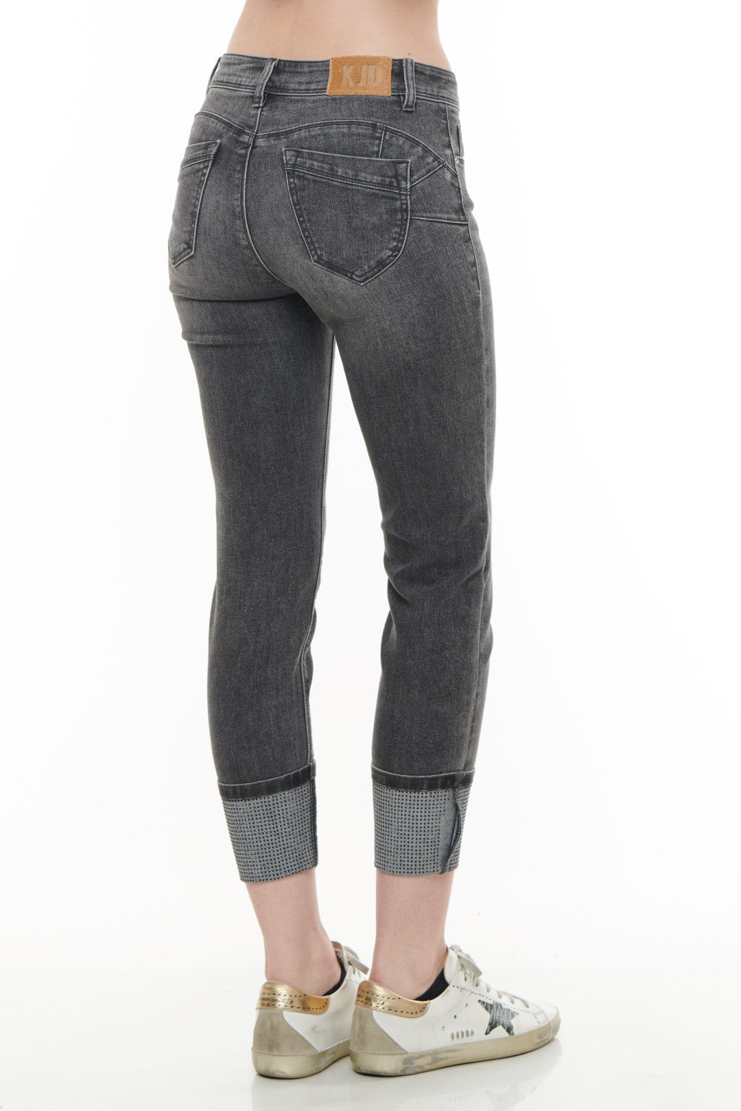 Jeans 5 tasche Nero Stone con Strass
