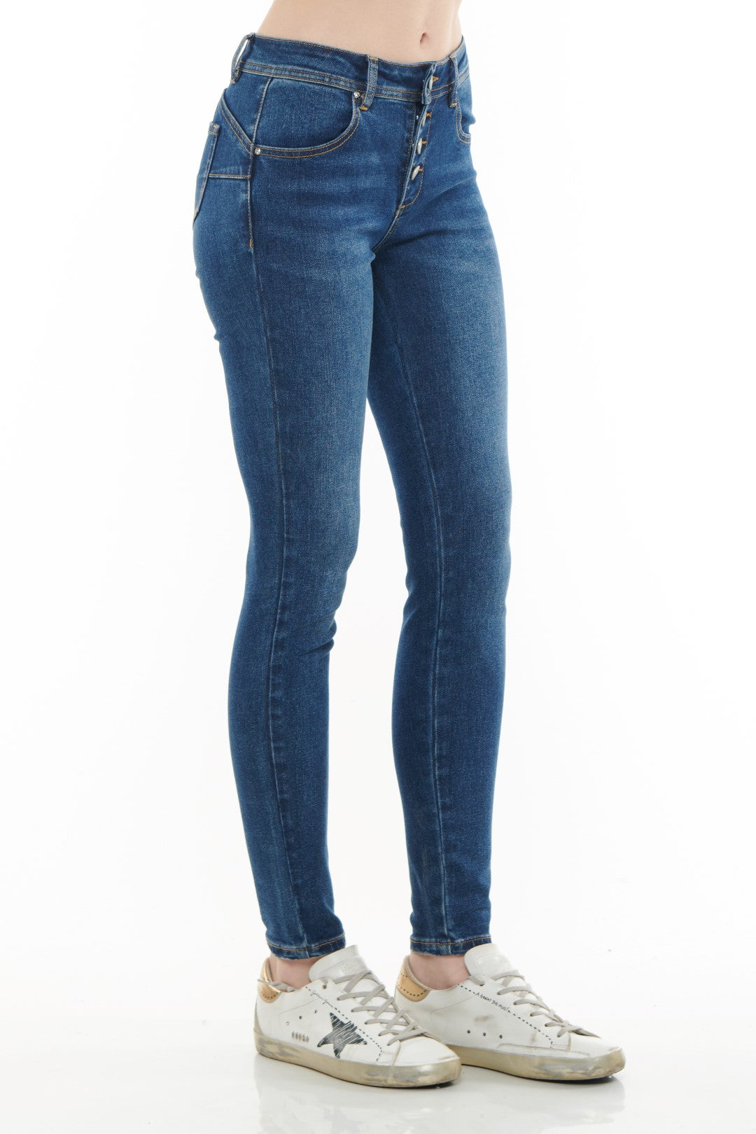 Jeans 5 Tasche con Bottoni