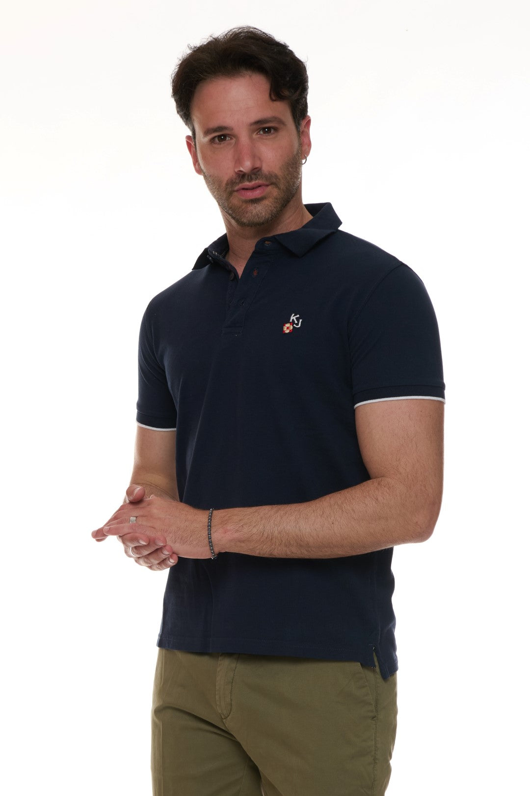 Polo con ricamo fiorellino