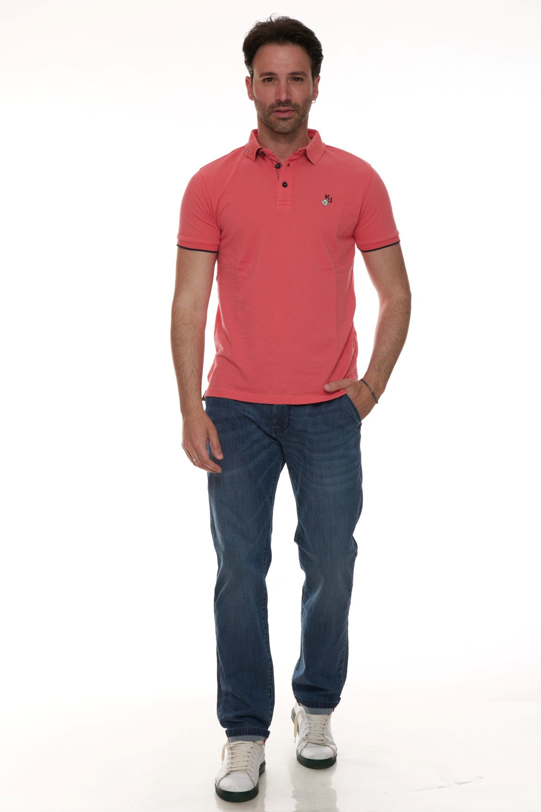 Polo con ricamo fiorellino