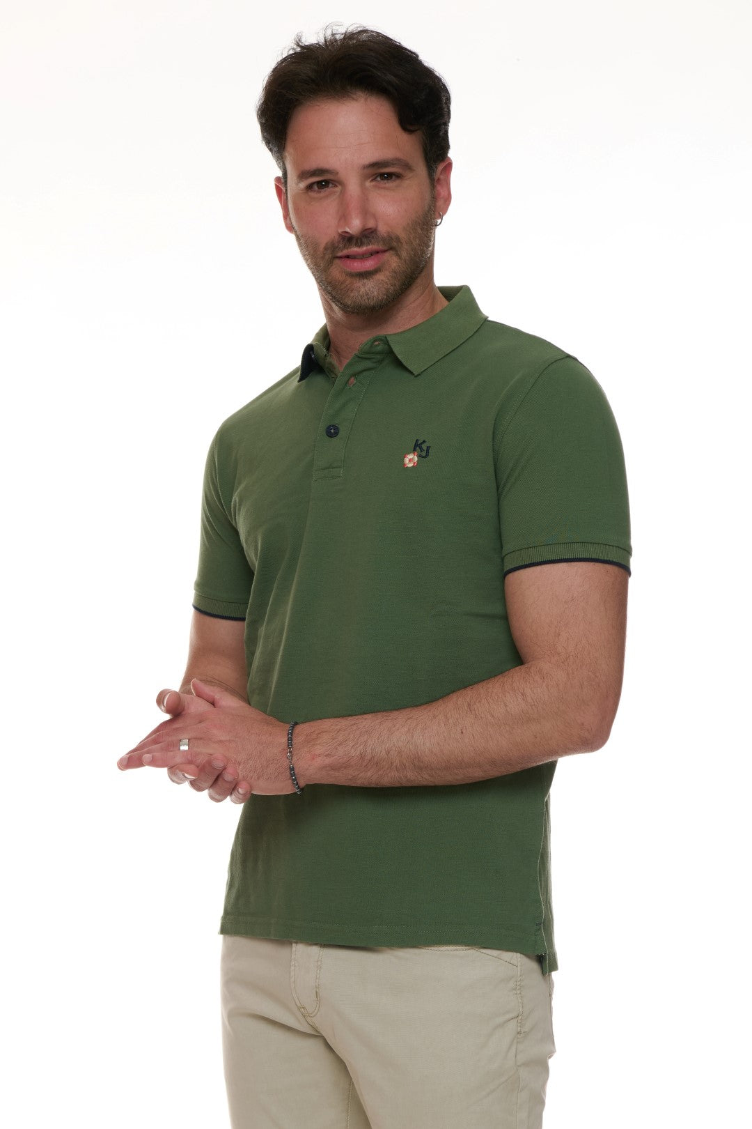 Polo con ricamo fiorellino