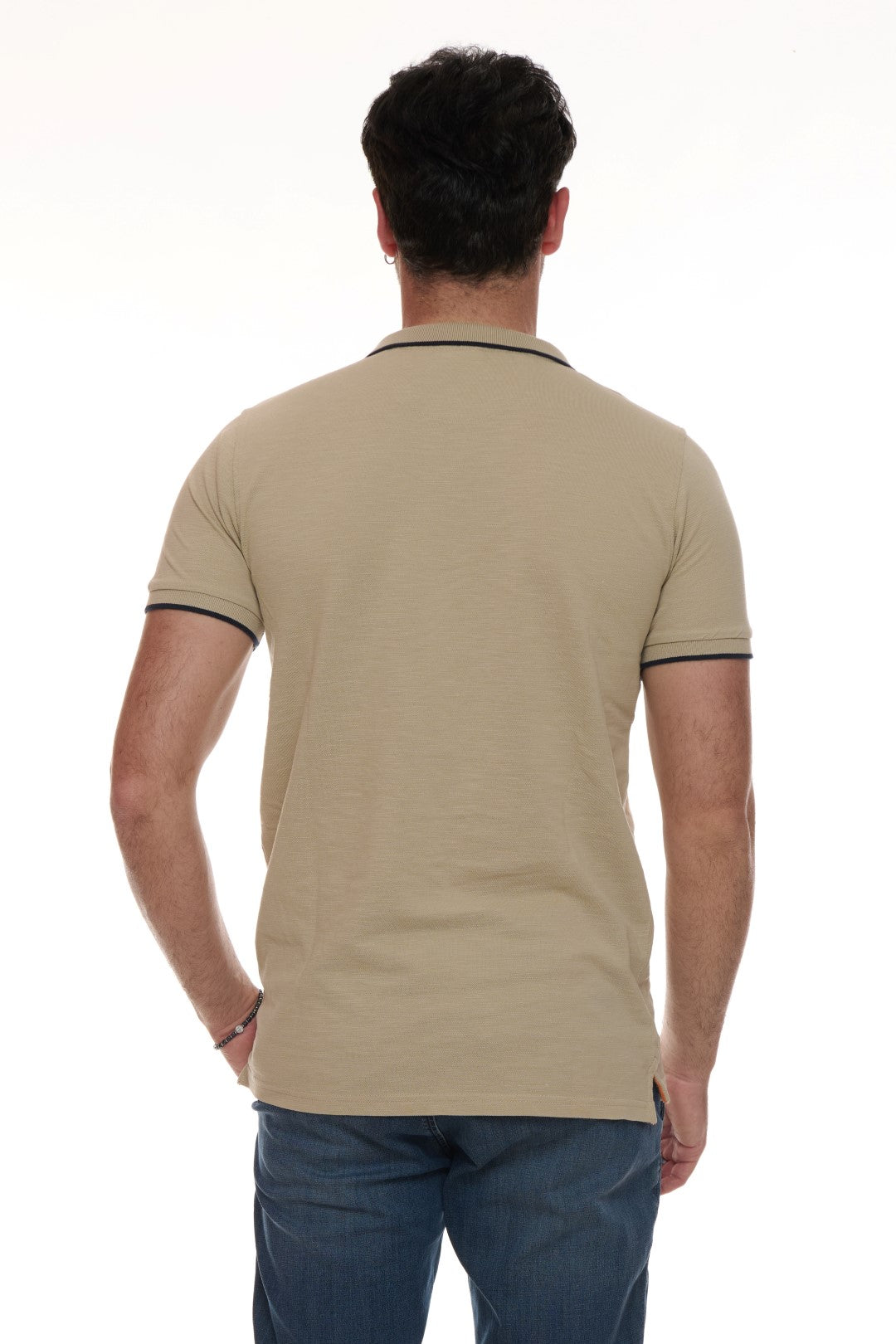 Polo Piquet Slub con ricamo contrasto