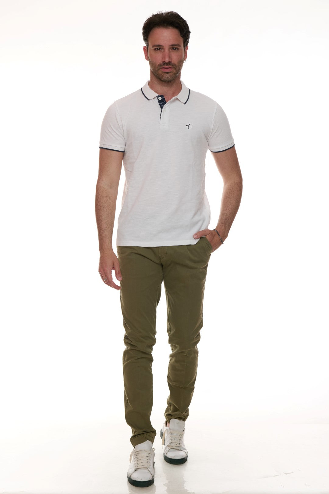 Polo Piquet Slub con ricamo contrasto