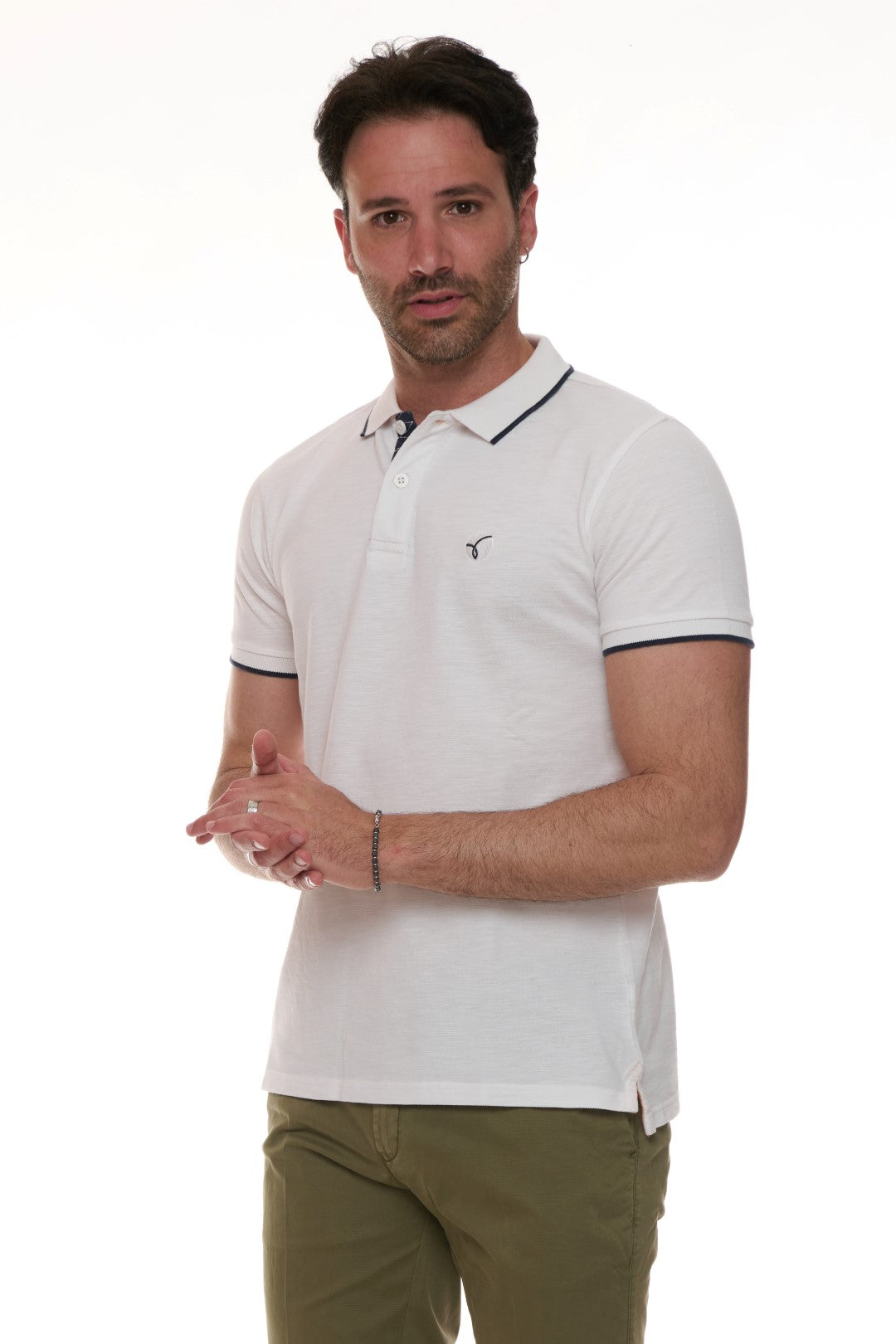 Polo Piquet Slub con ricamo contrasto