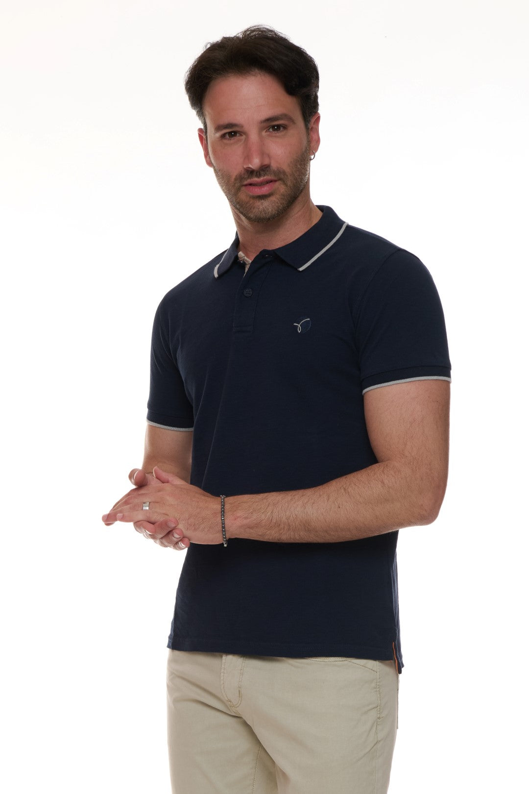 Polo Piquet Slub con ricamo contrasto