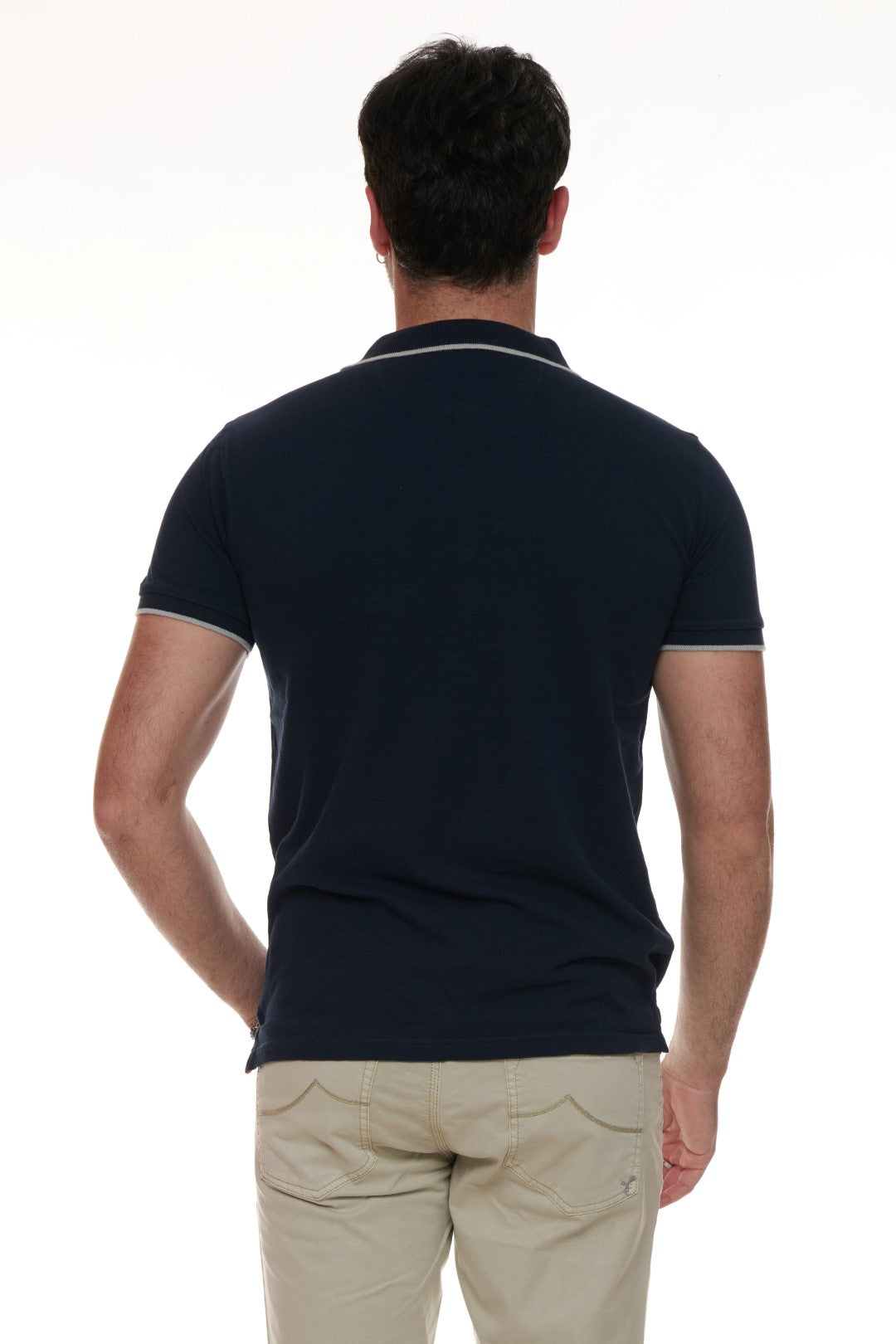 Polo Piquet Slub con ricamo contrasto