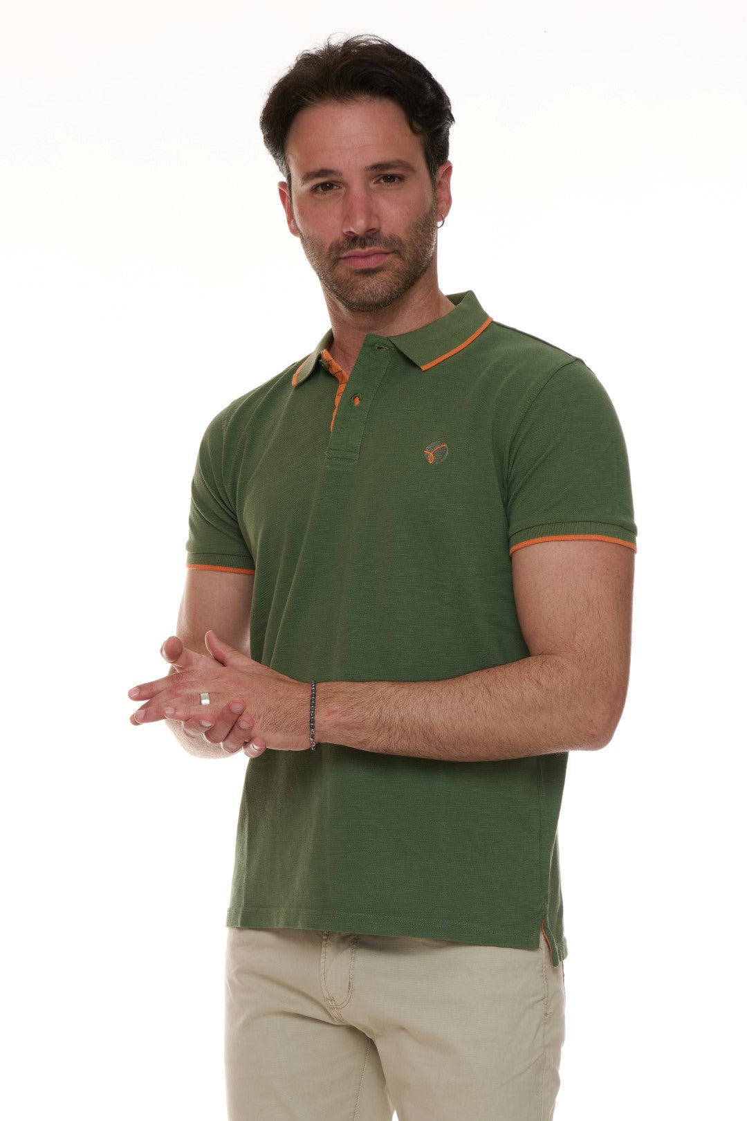 Polo Piquet Slub con ricamo contrasto