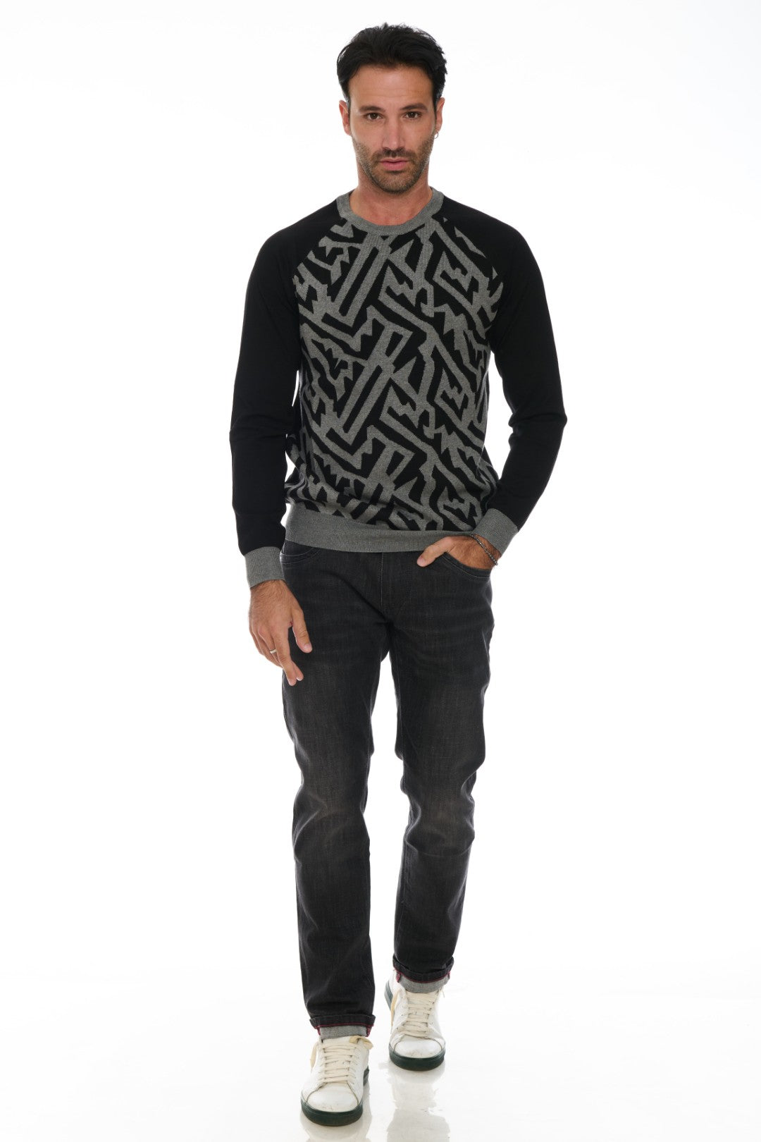 Maglia girocollo fantasia