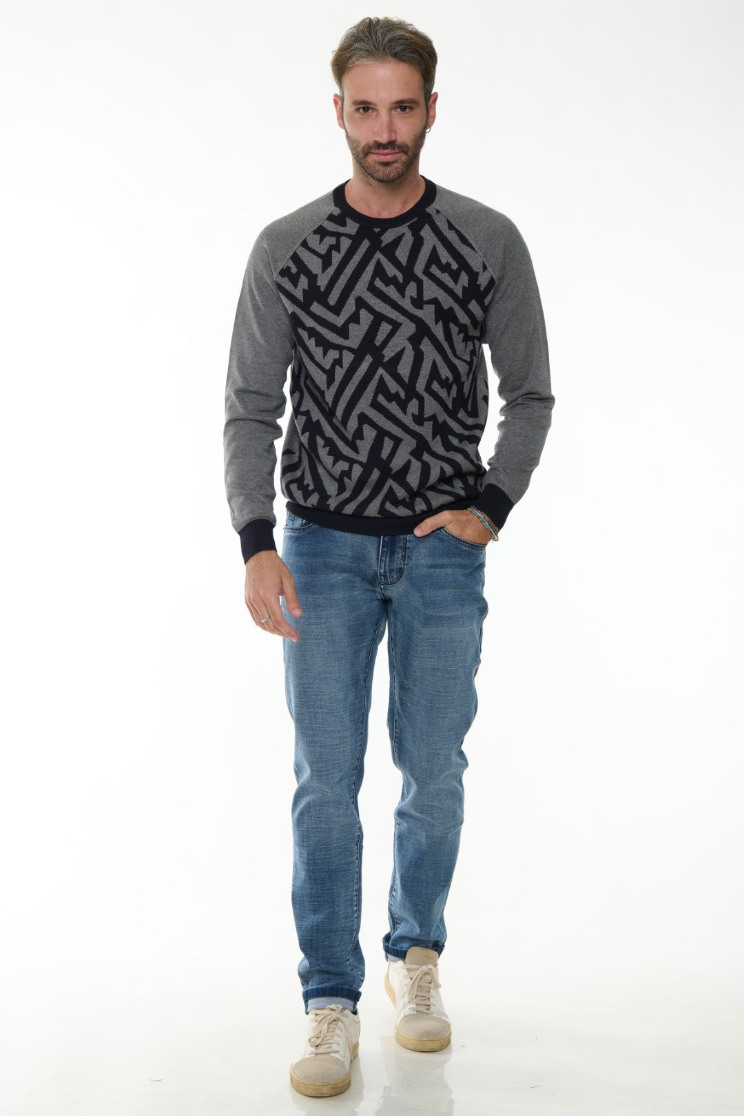 Maglia girocollo fantasia