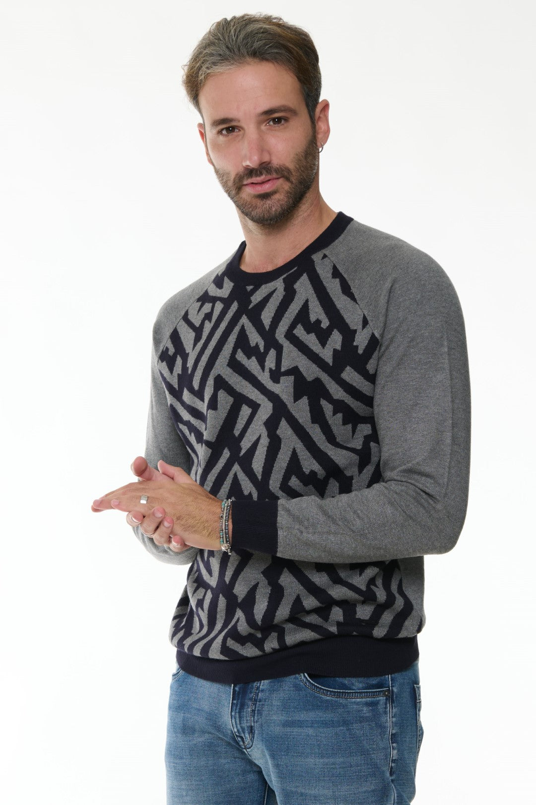 Maglia girocollo fantasia