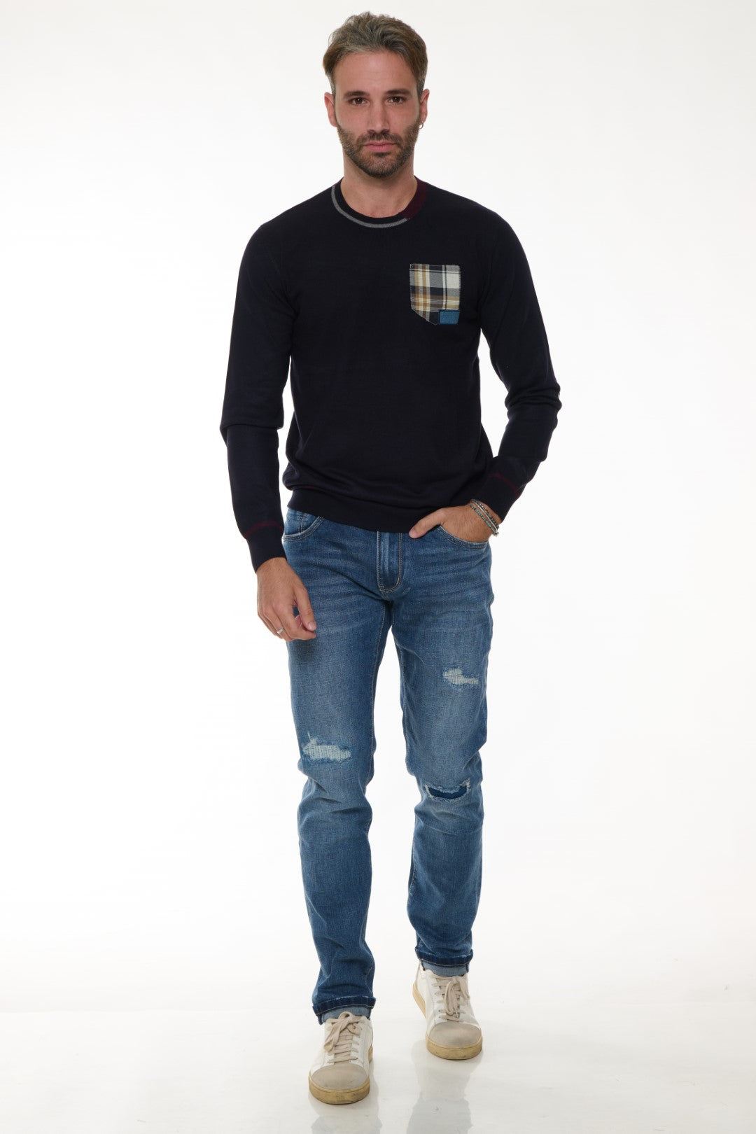 Maglia con taschino fantasia