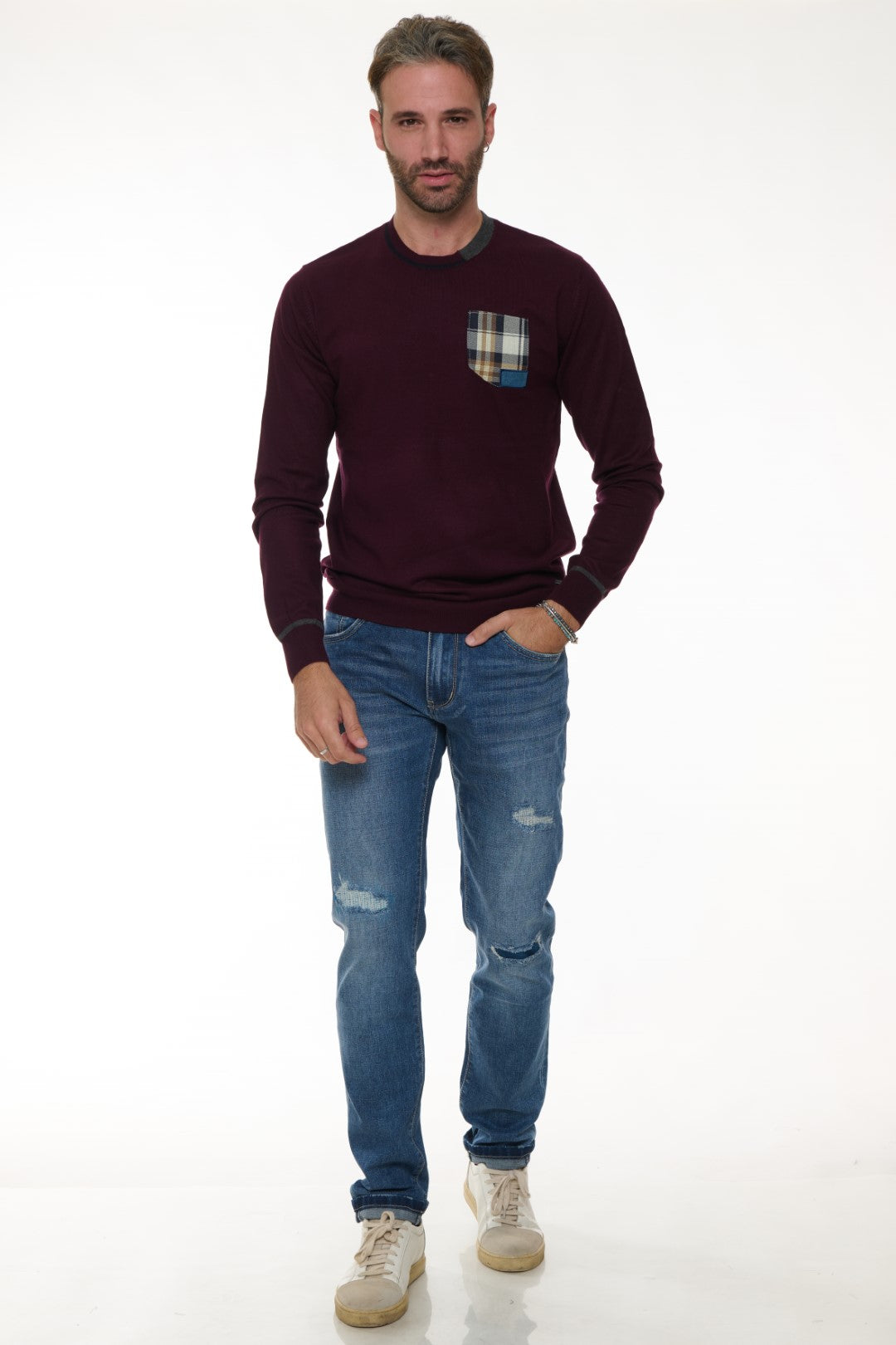 Maglia con taschino fantasia