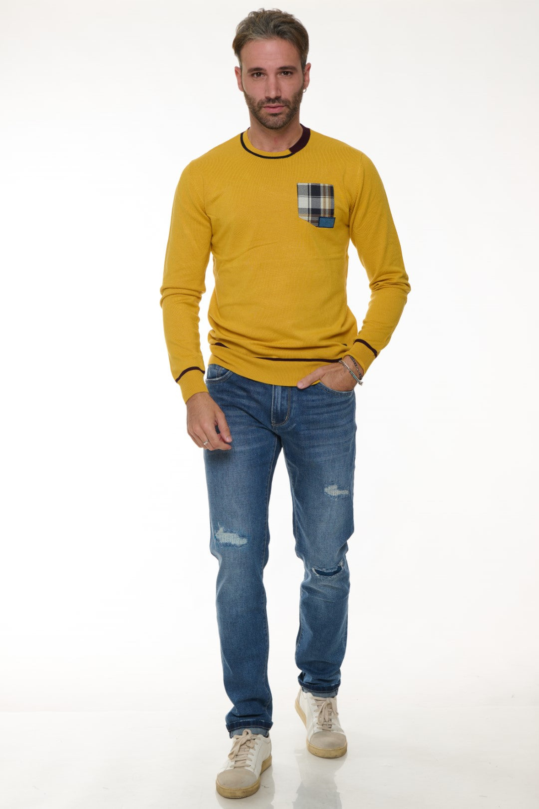 Maglia con taschino fantasia