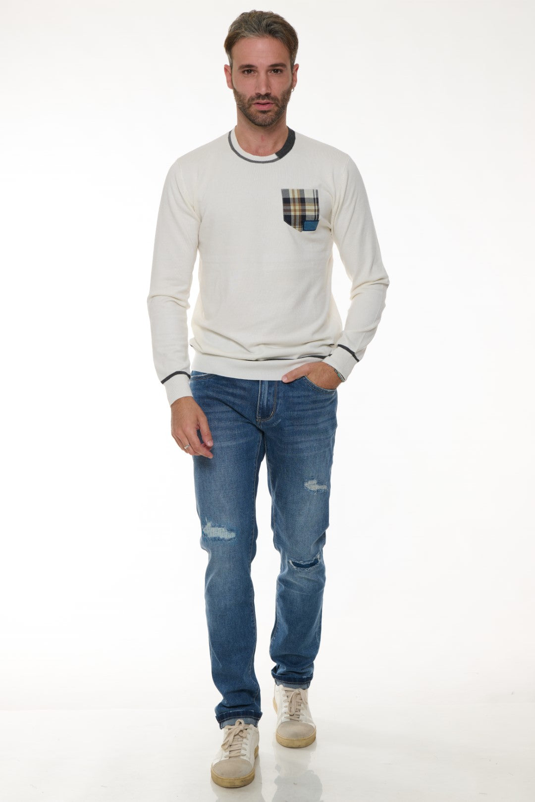 Maglia con taschino fantasia