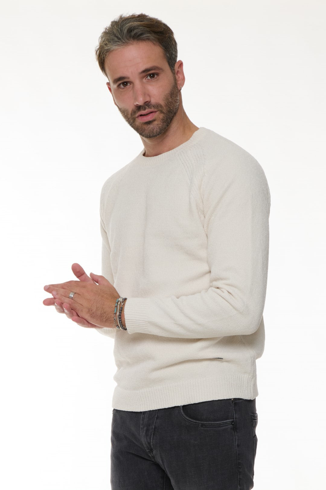 Chenille crewneck sweater
