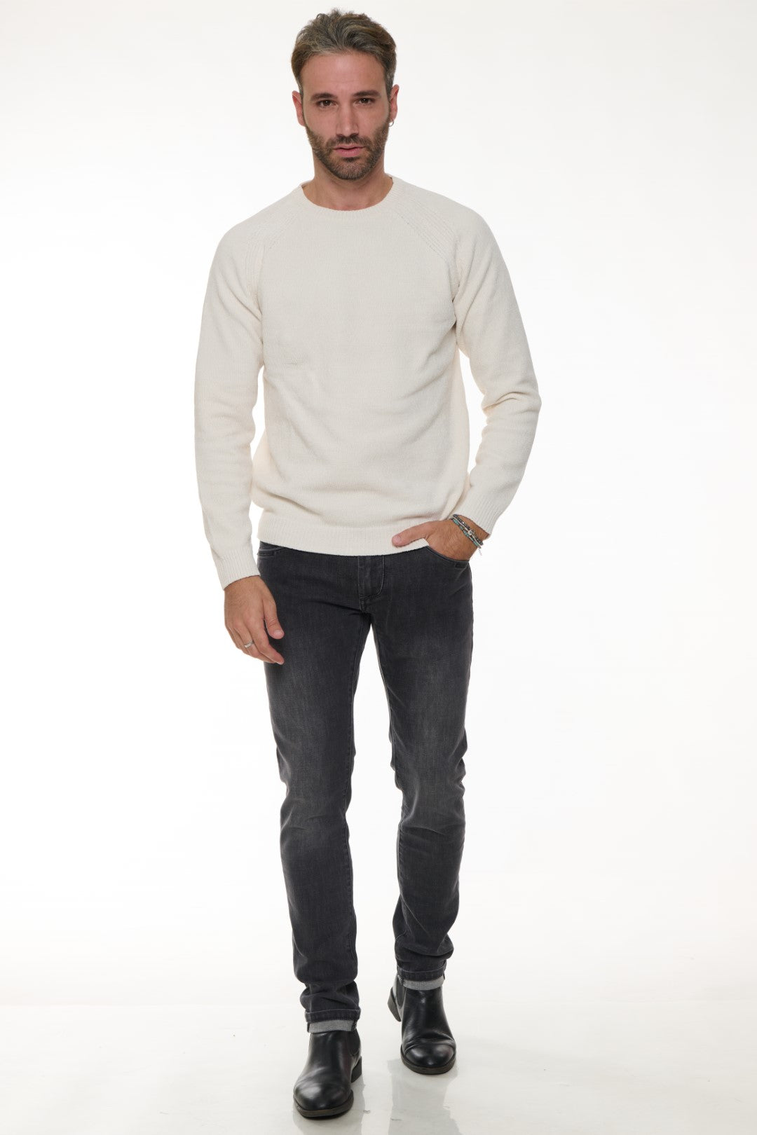 Chenille crewneck sweater