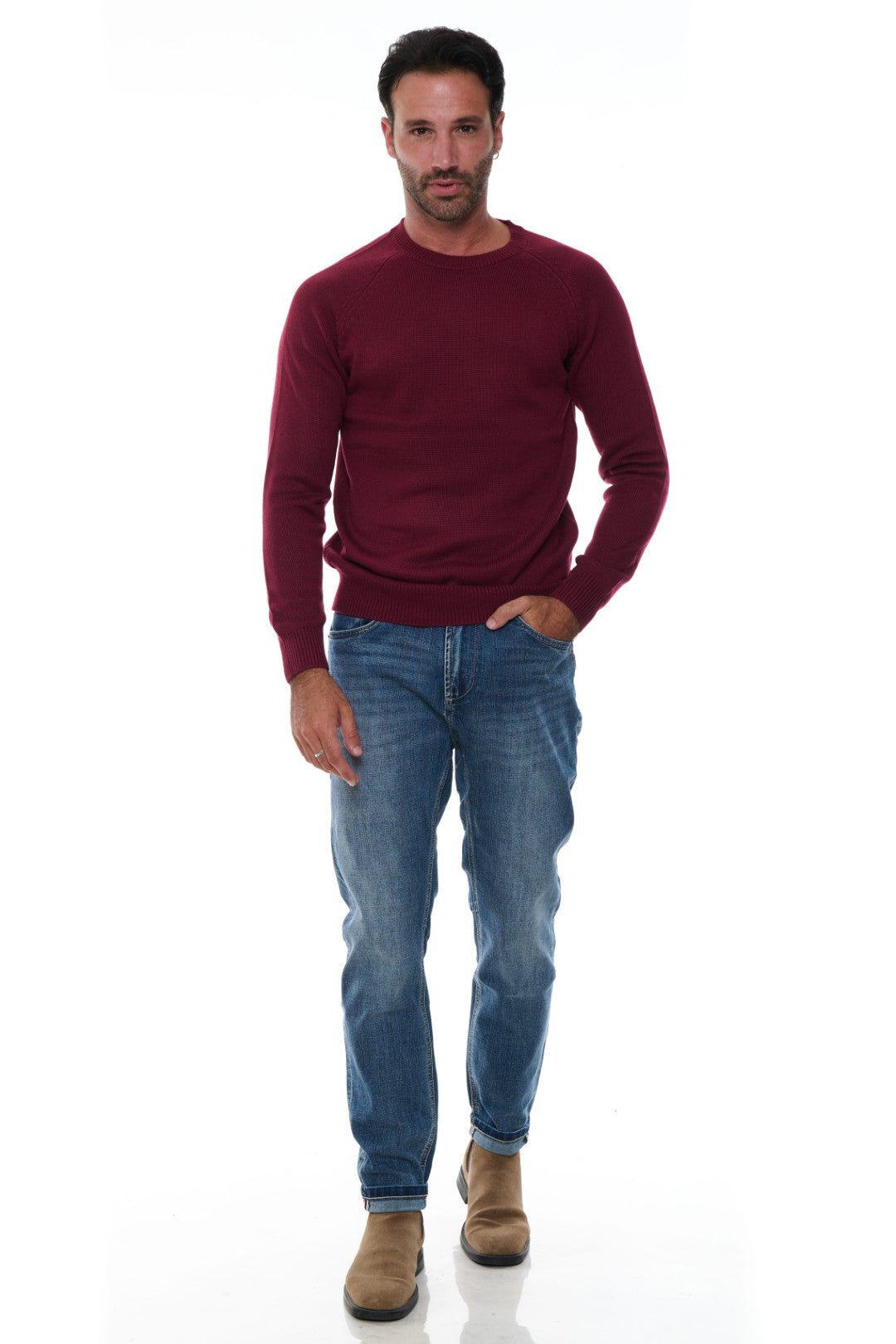 Maglia Girocollo Raglan Misto Lana