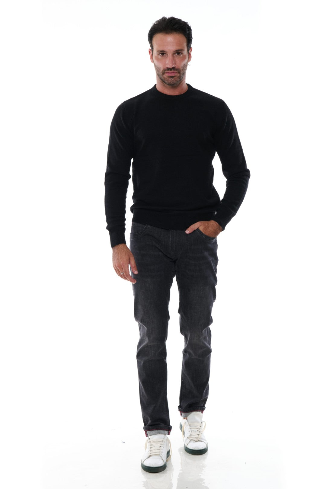 Maglia Girocollo Basico in Misto Cashmere