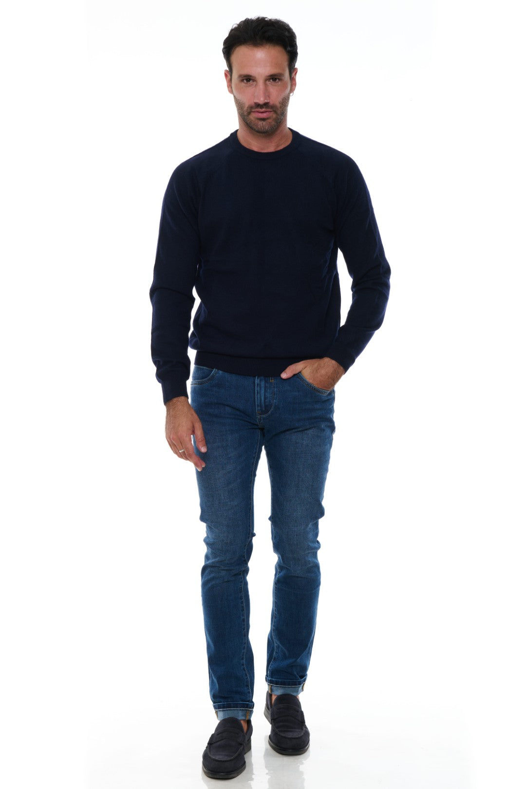 Maglia Girocollo raglan in Misto Cashmere