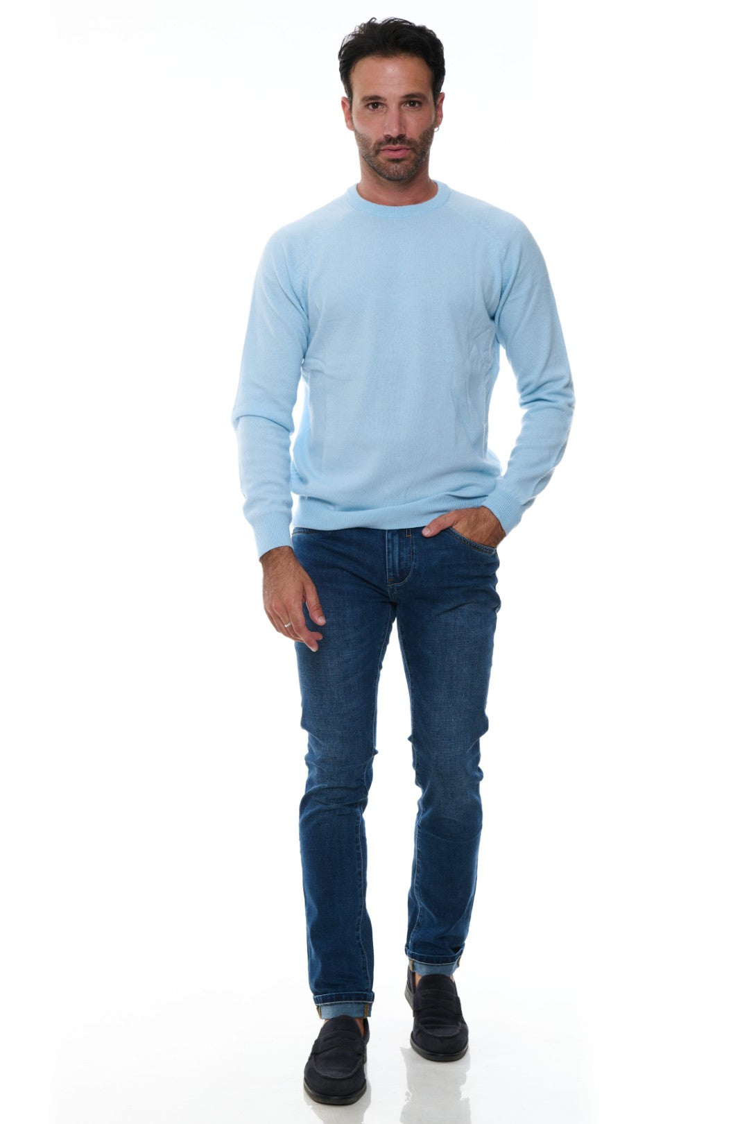 Maglia Girocollo raglan in Misto Cashmere