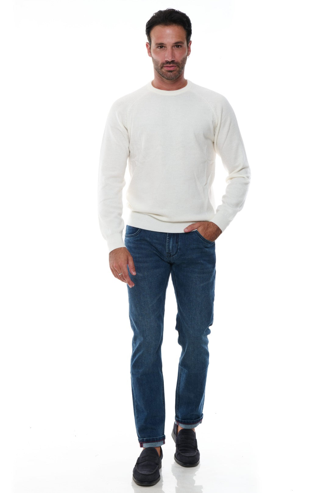 Maglia Girocollo raglan in Misto Cashmere