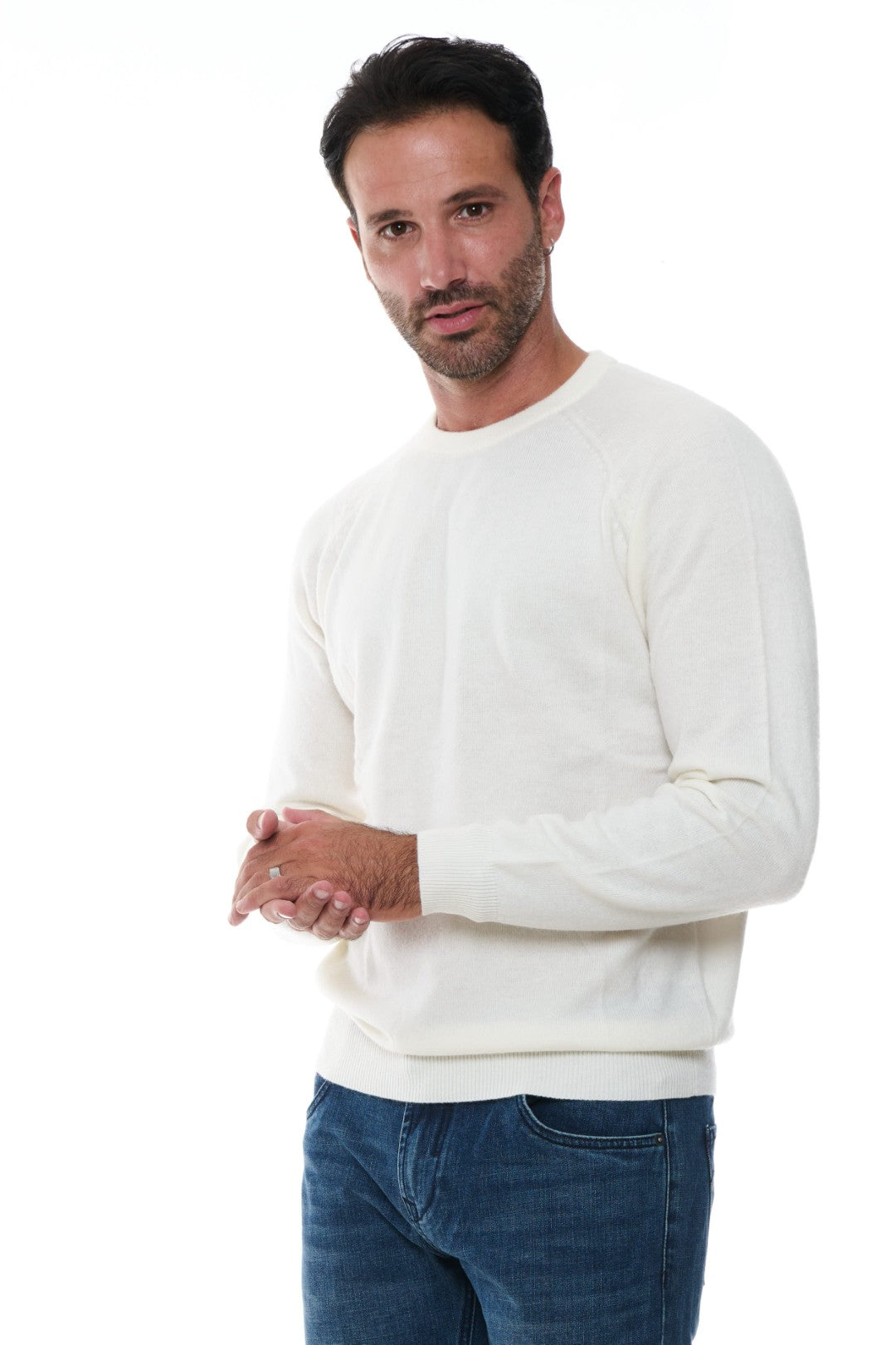 Maglia Girocollo raglan in Misto Cashmere