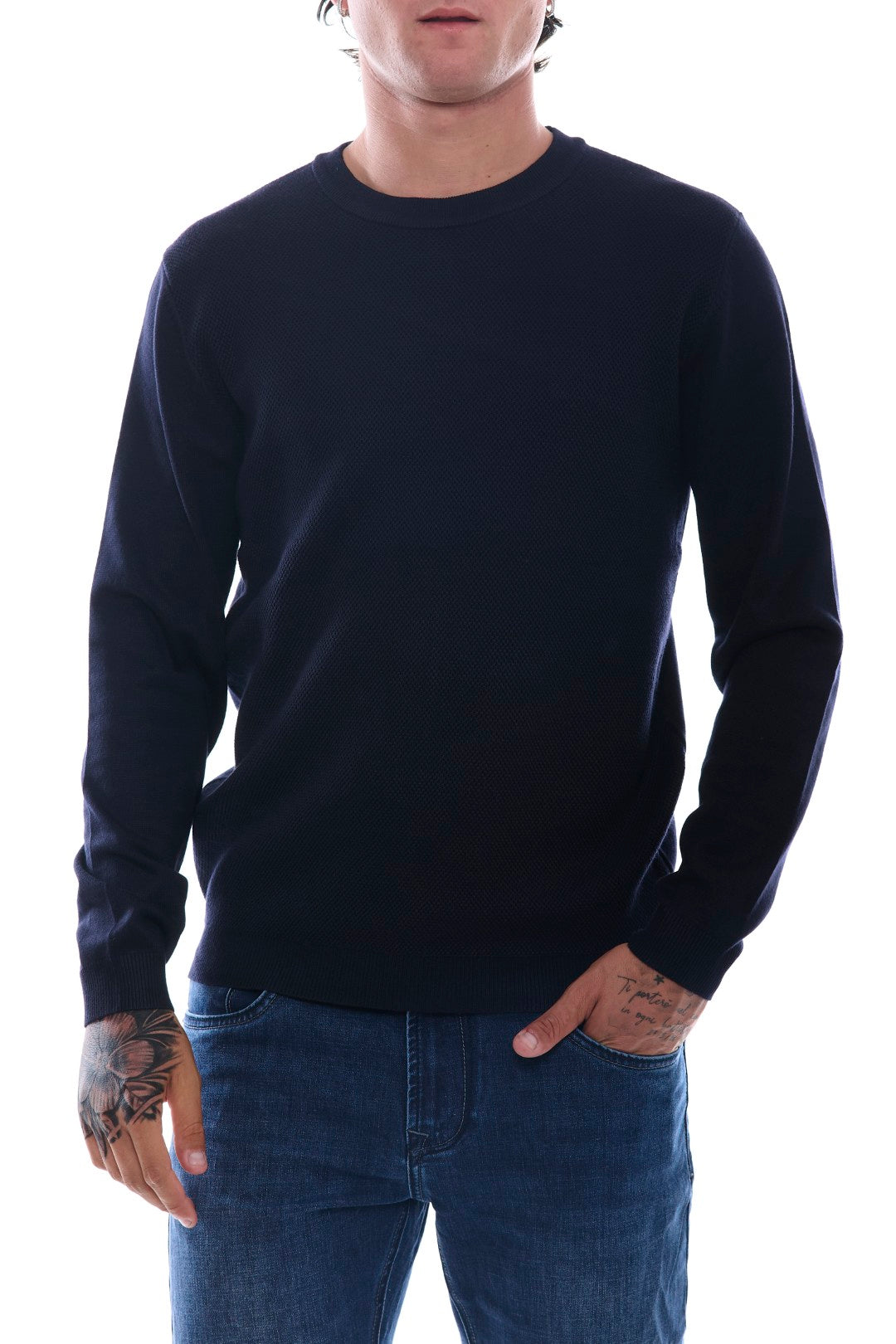 Jacquard sweater with patches