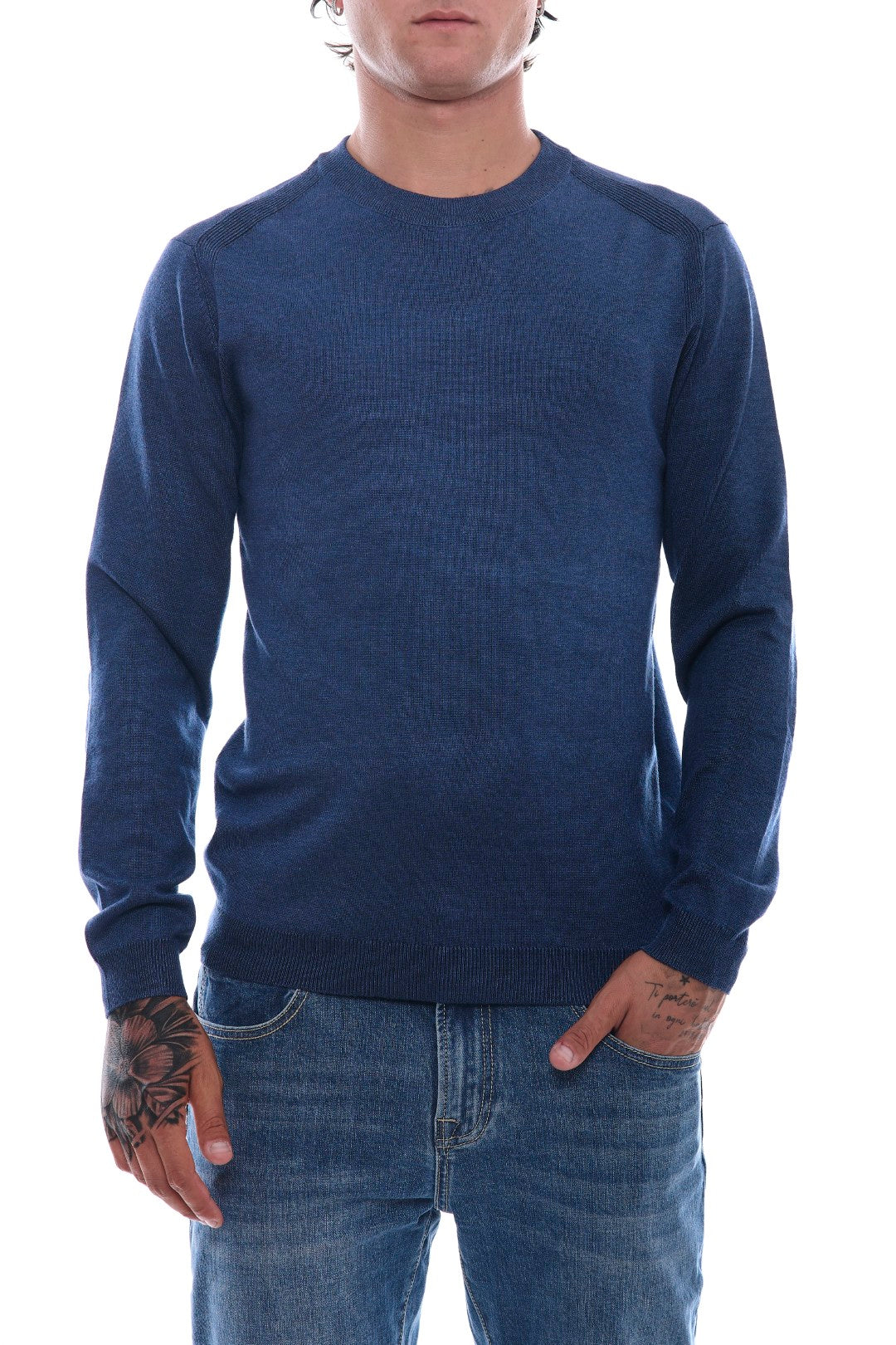 Jacquard sweater with patches