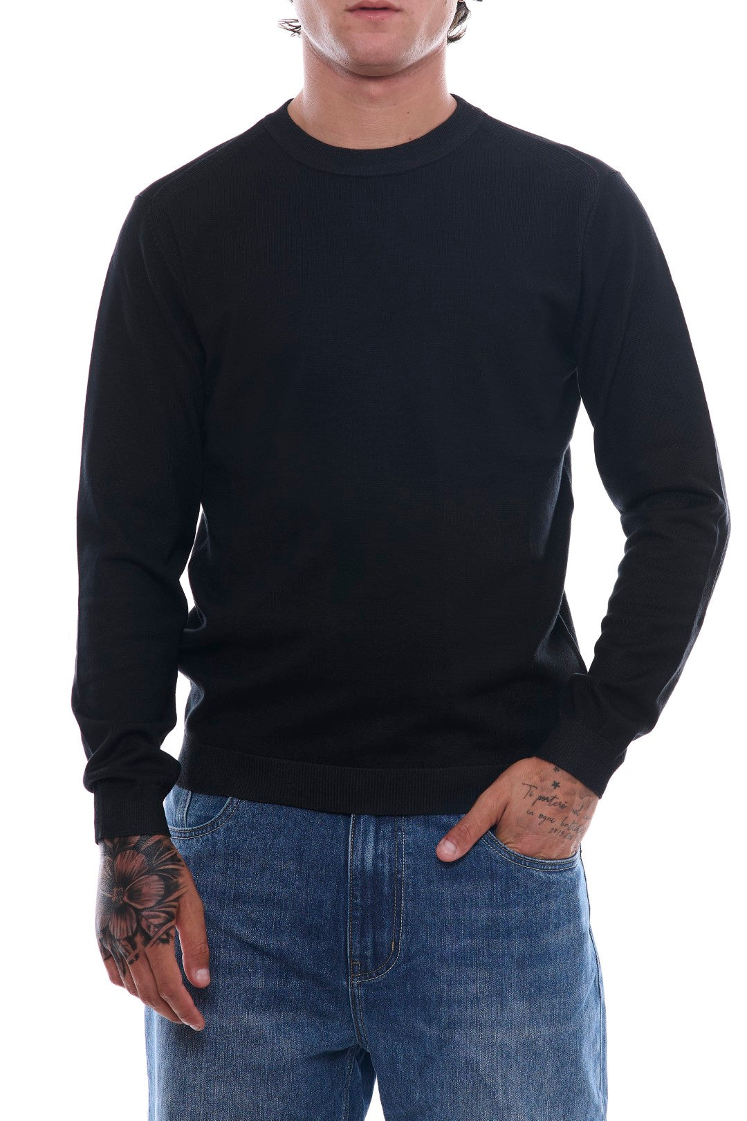 Jacquard sweater with patches