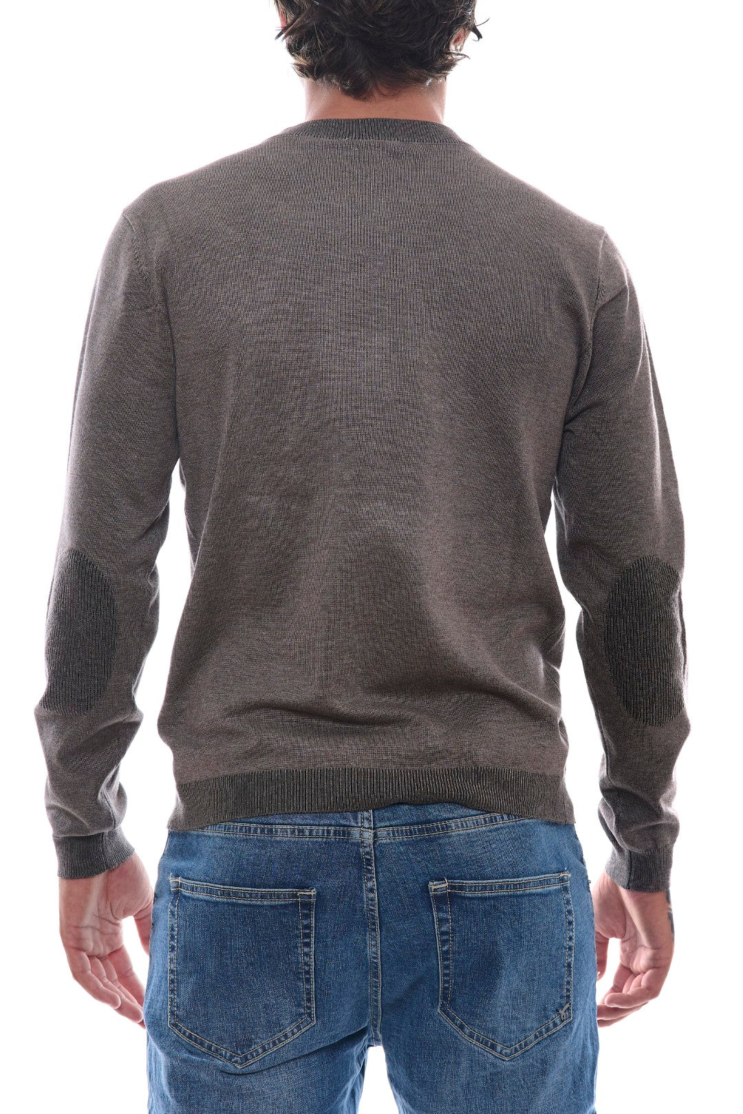 Jacquard sweater with patches