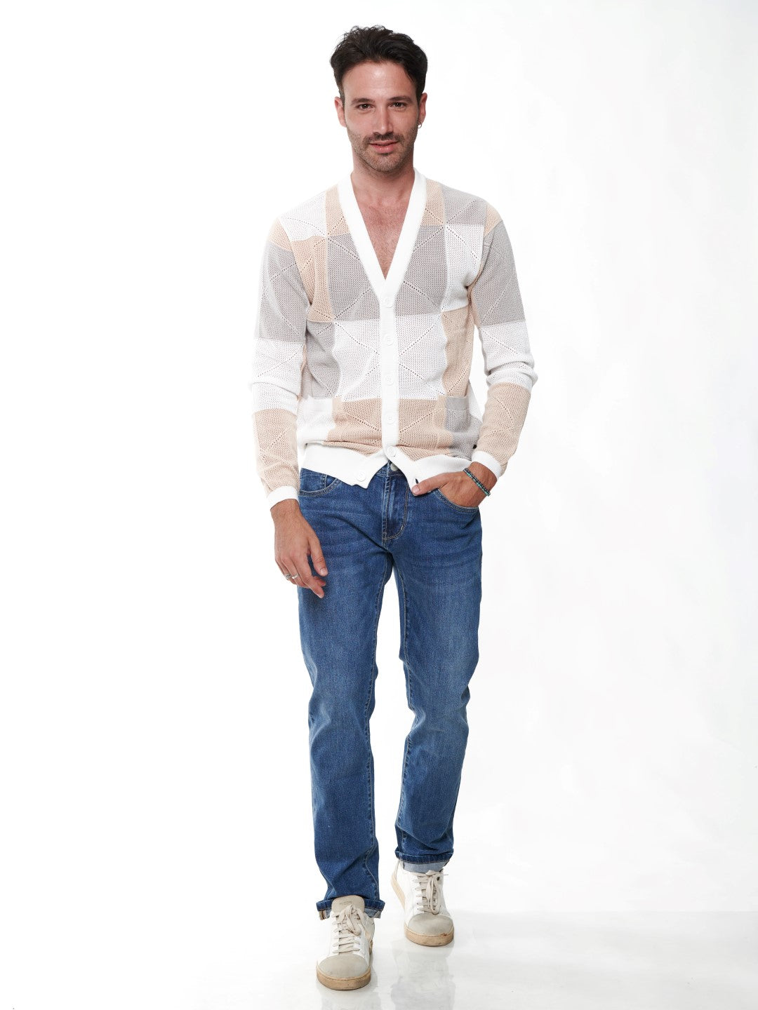 Cardigan in filo fantasia