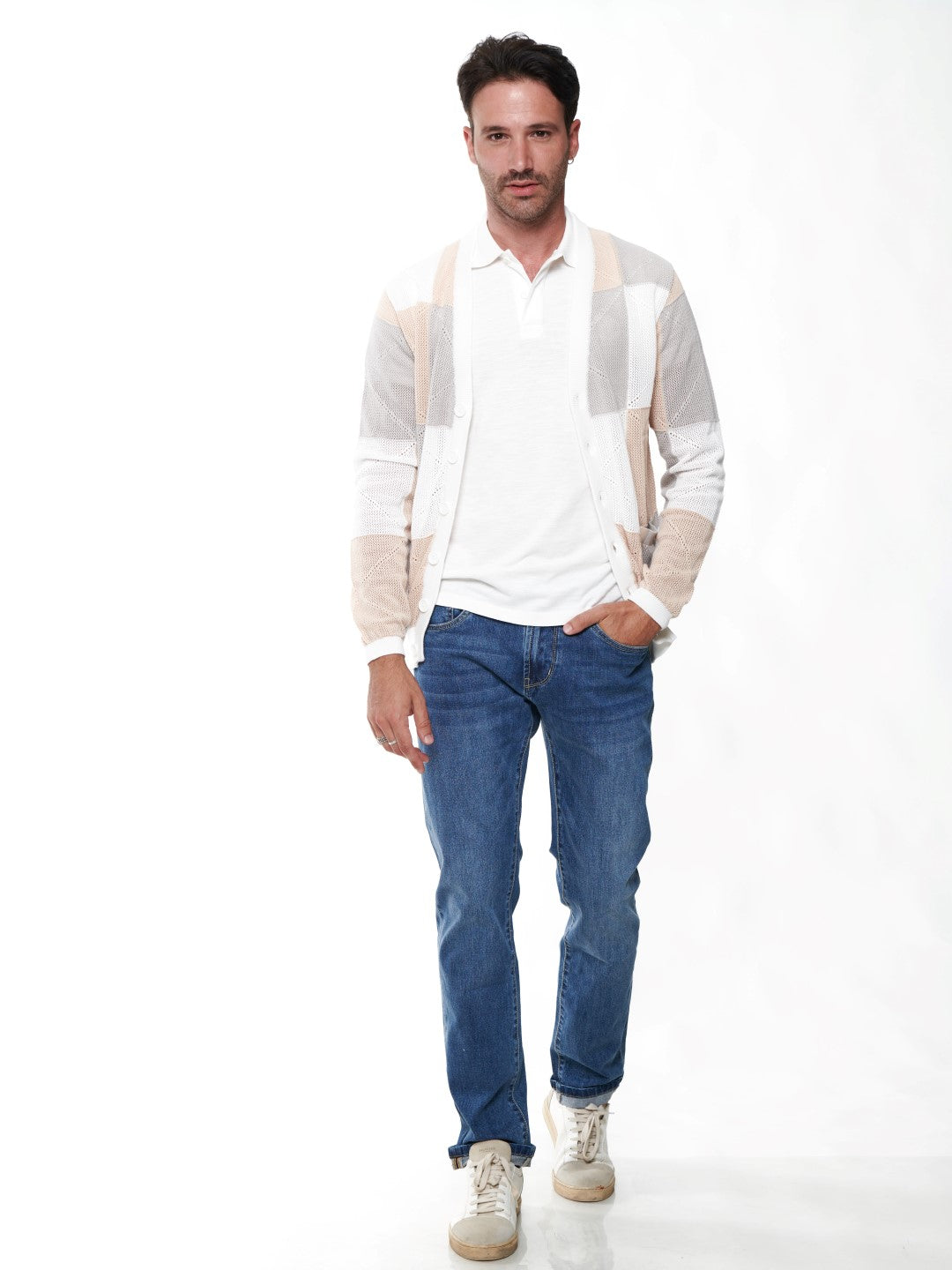 Cardigan in filo fantasia