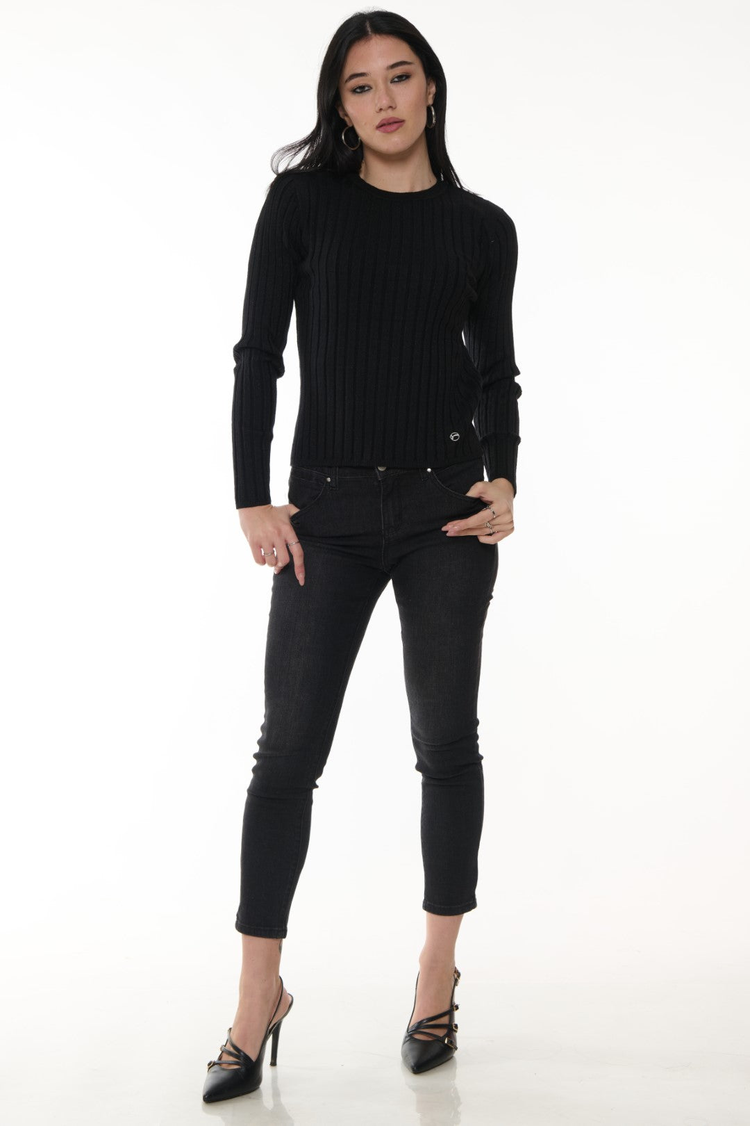 Maglia a costine Lurex