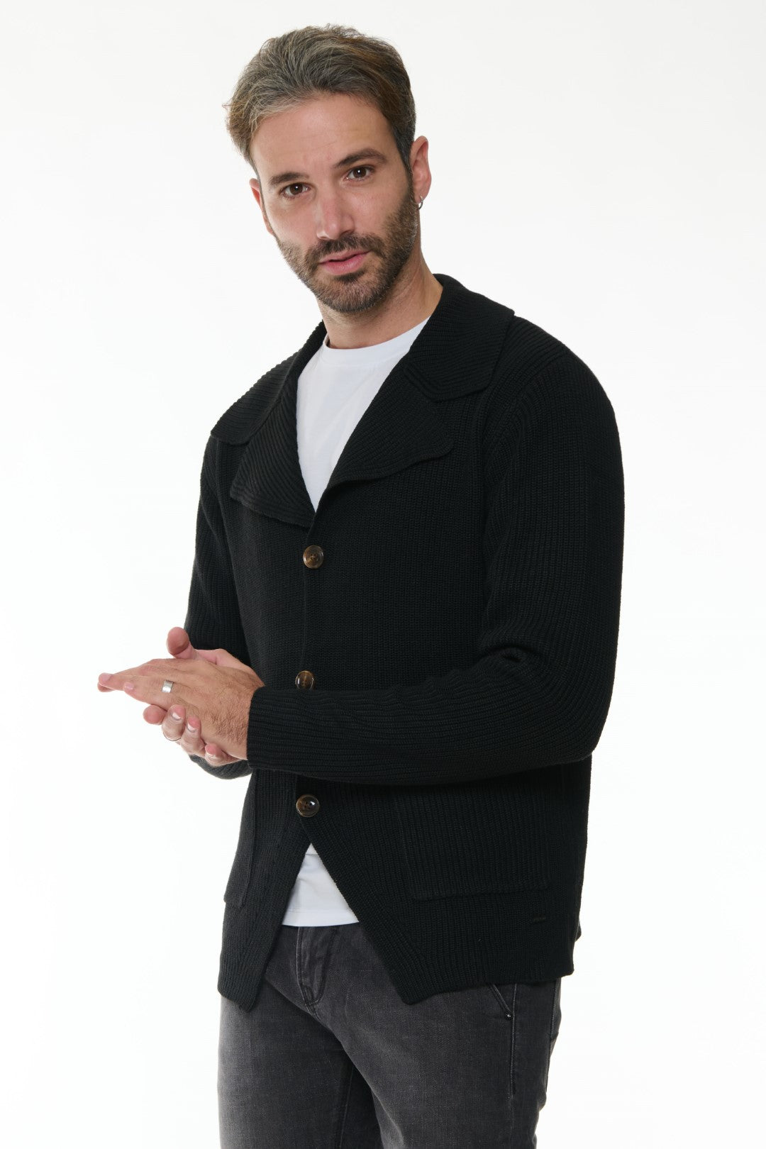 Cardigan con collo revers