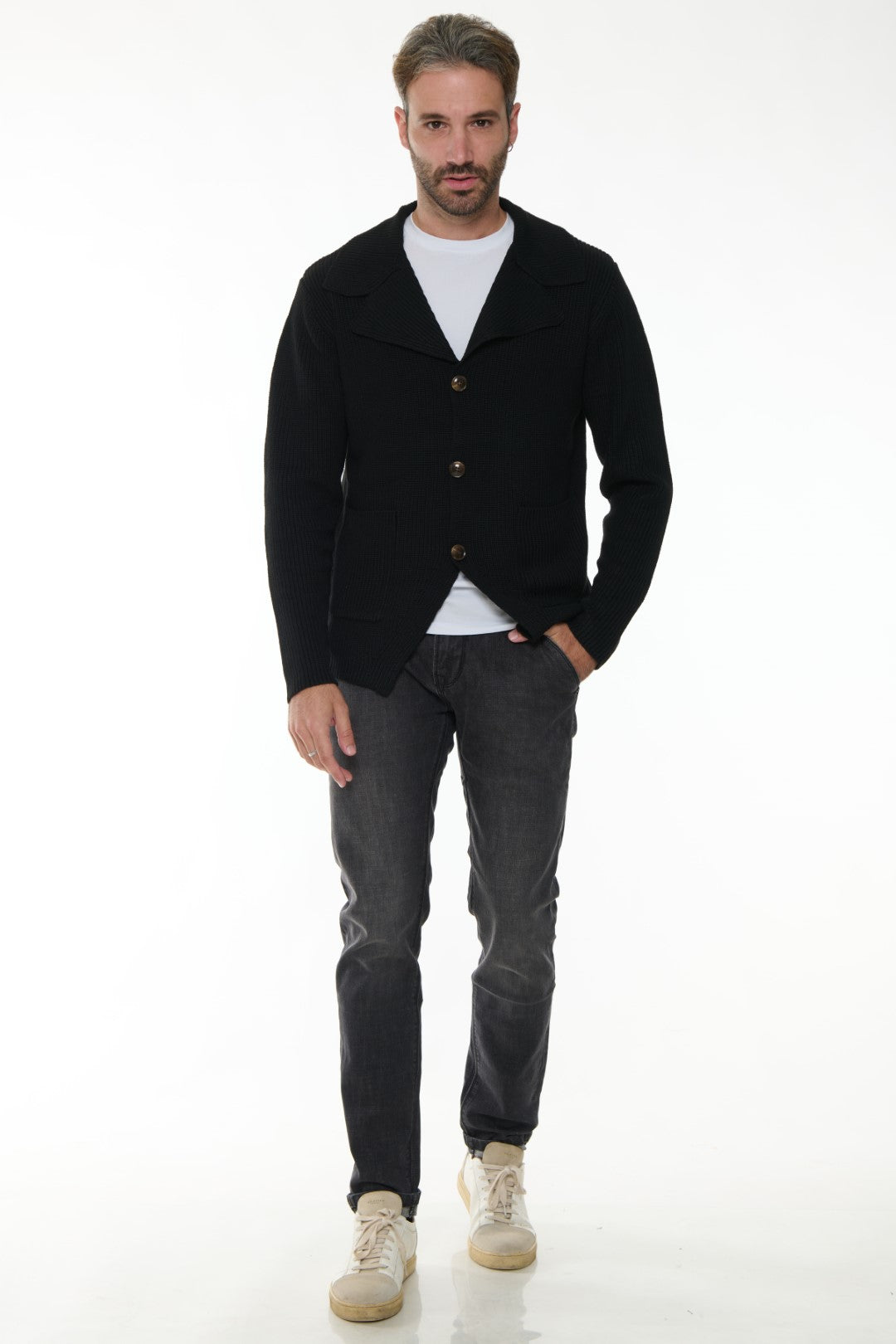 Cardigan con collo revers