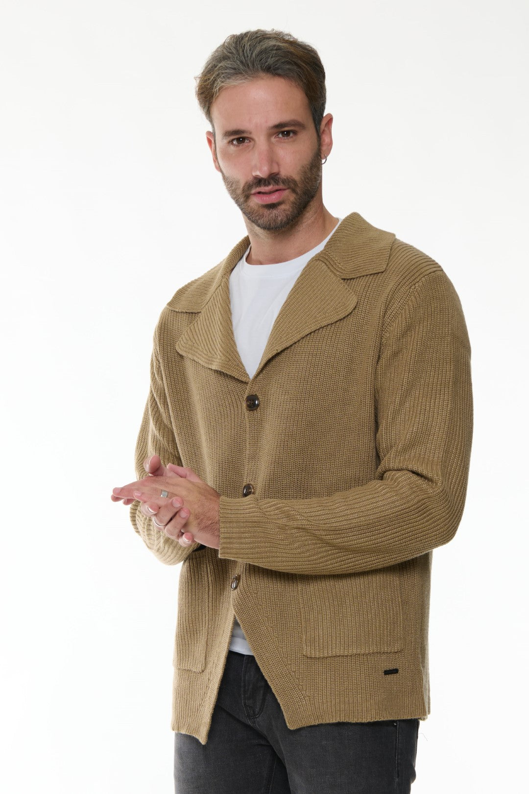 Cardigan con collo revers