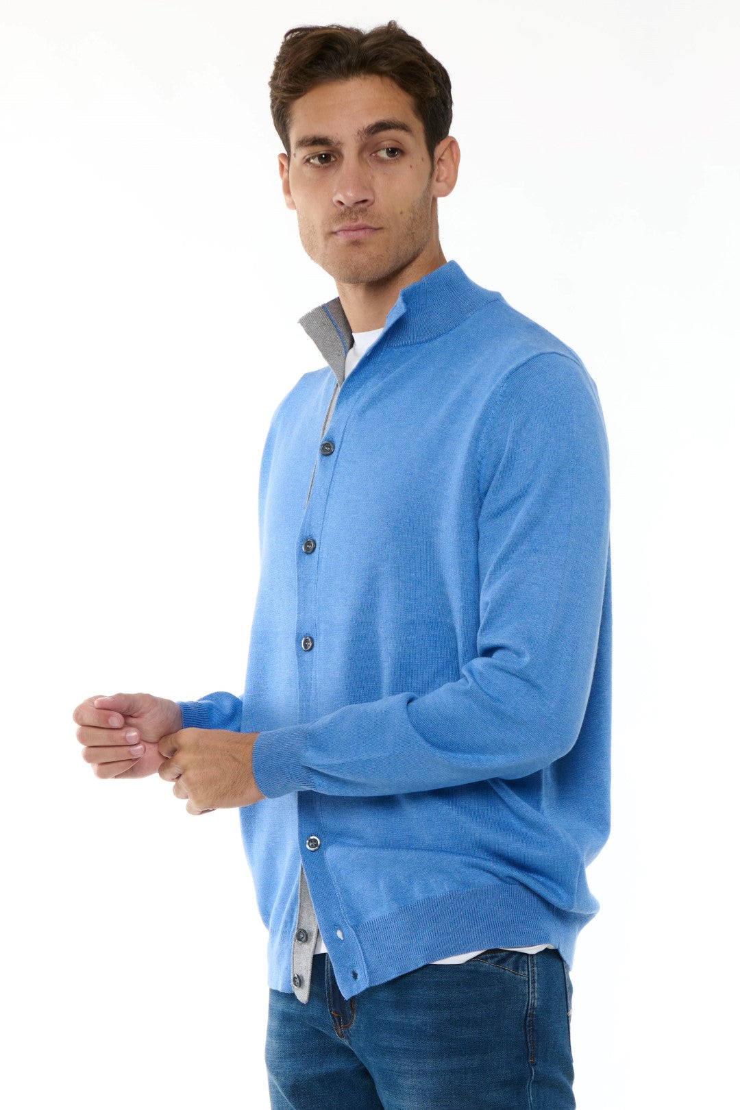 Cardigan MezzoCollo Misto Cashmere