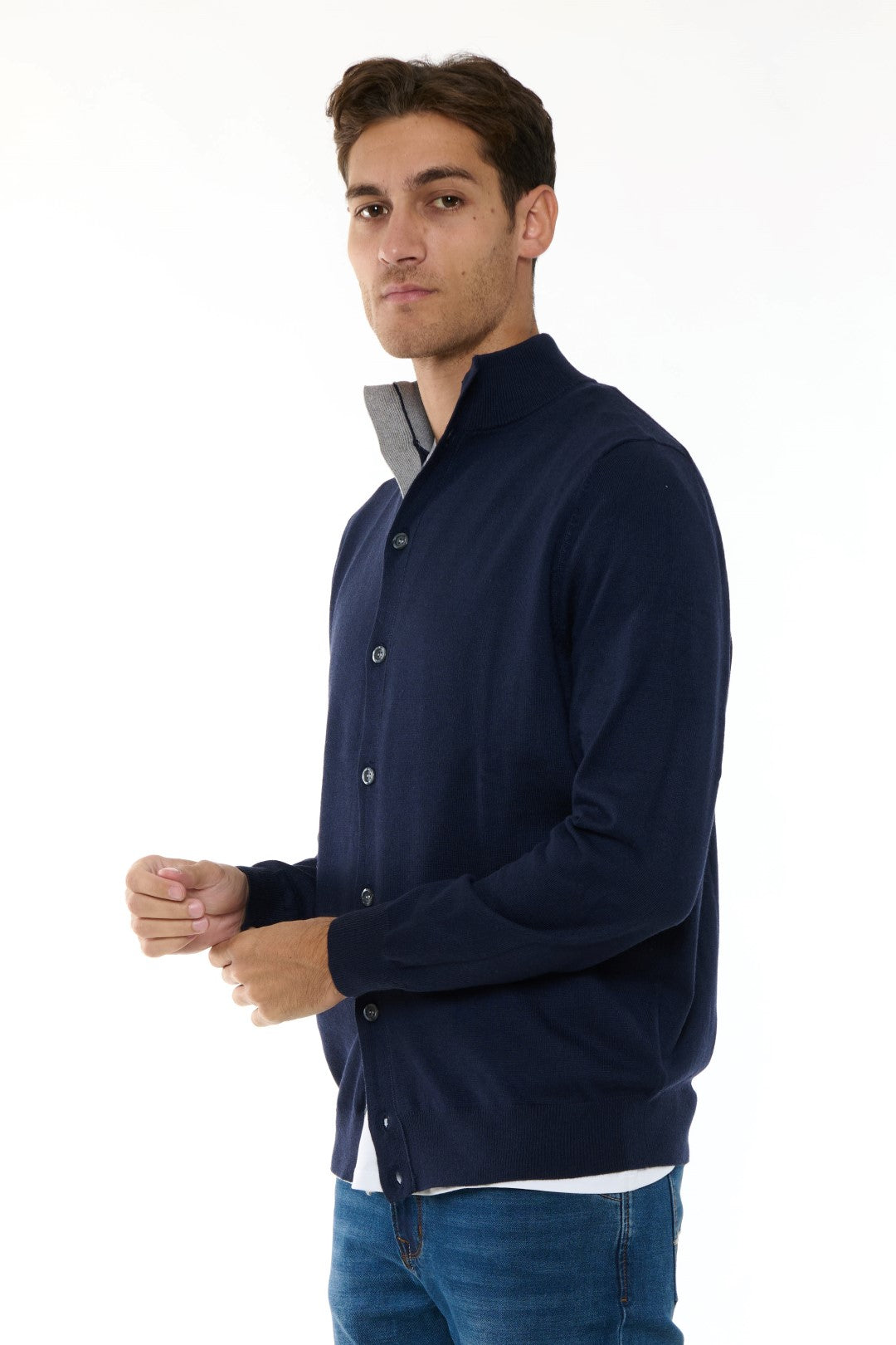 Cardigan MezzoCollo Misto Cashmere