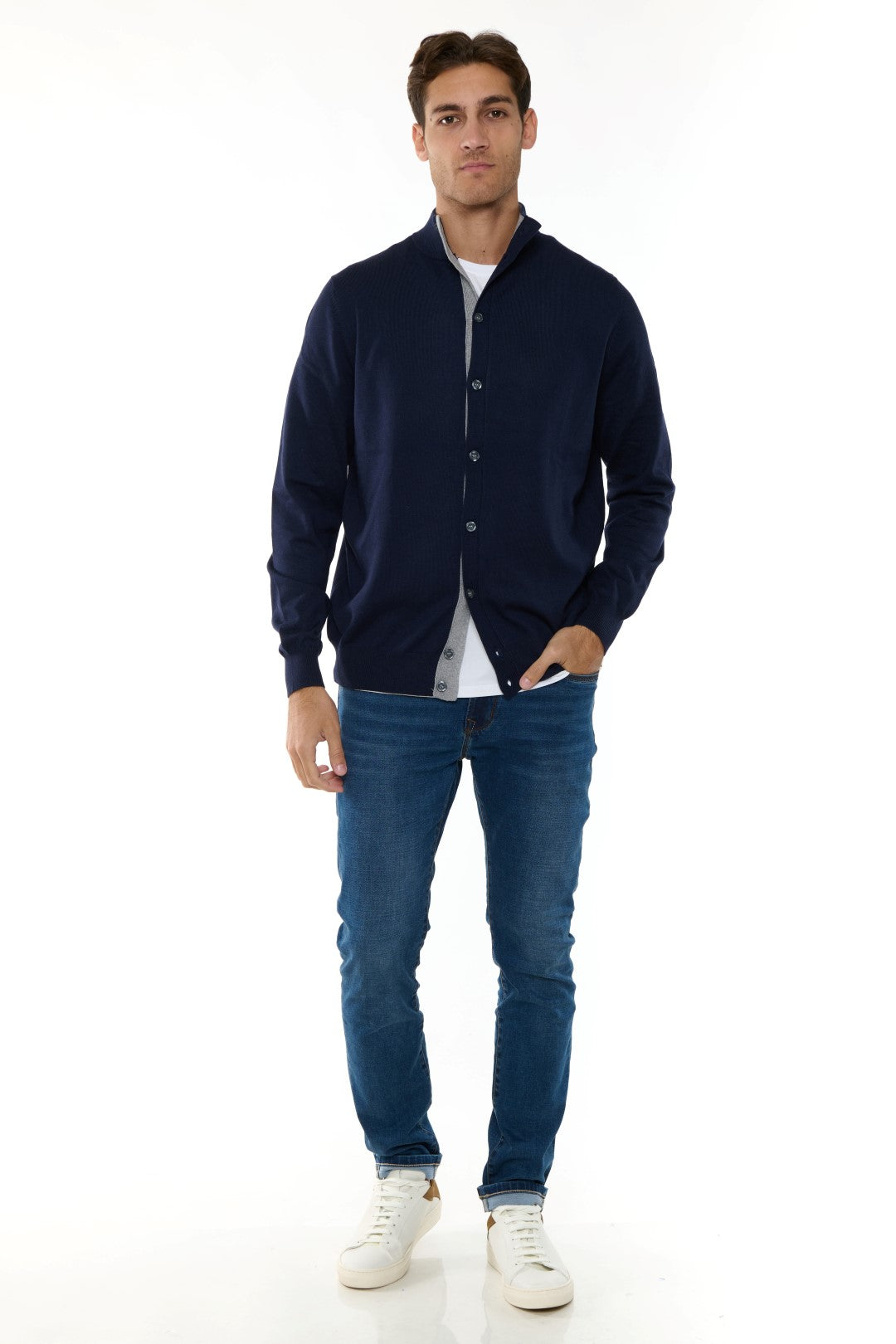 Cardigan MezzoCollo Misto Cashmere