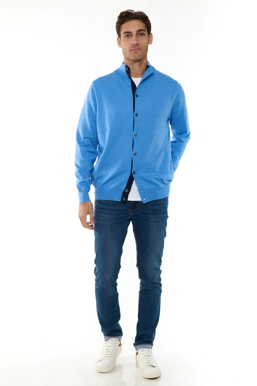 Cardigan MezzoCollo Misto Cashmere