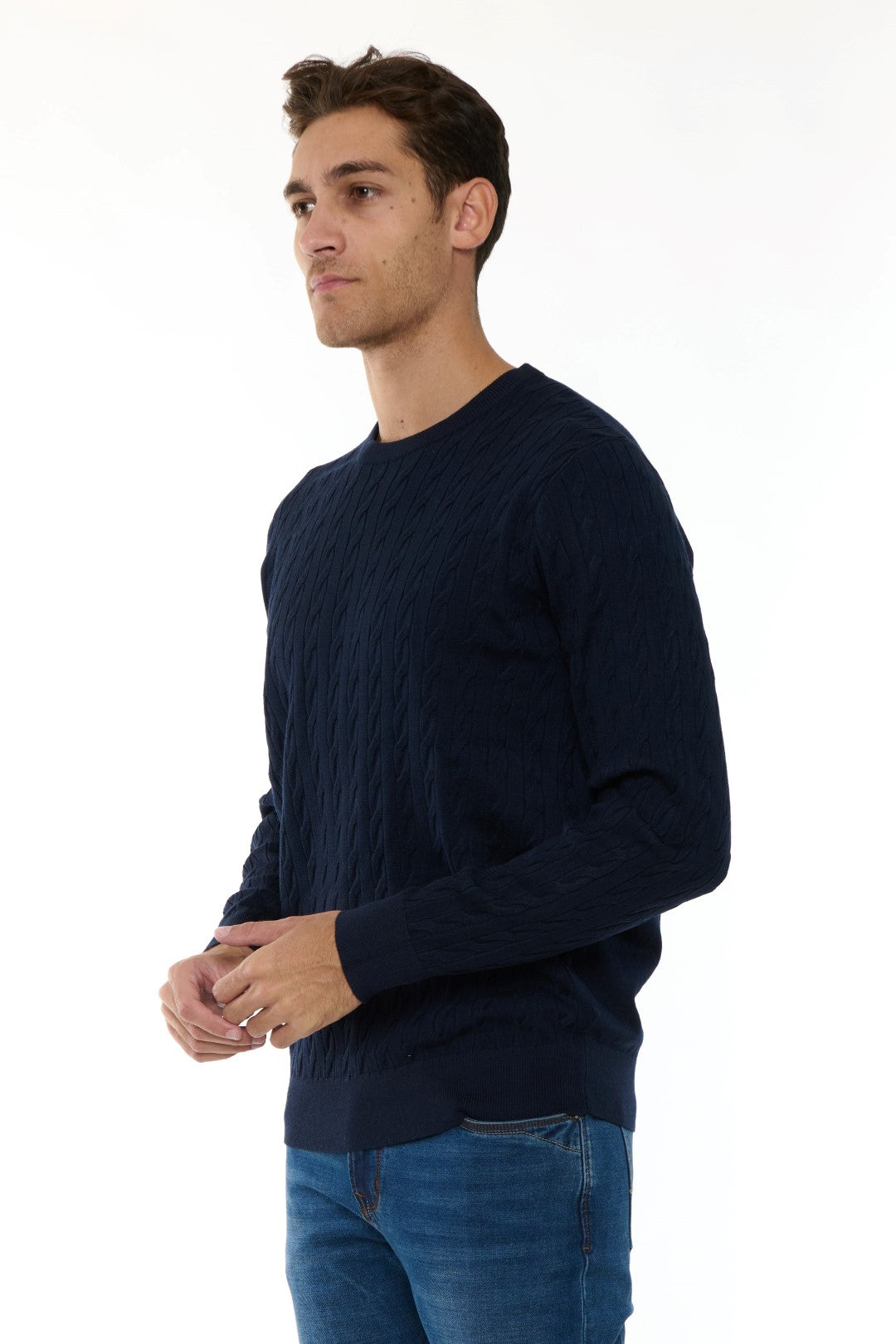 Maglia Girocollo con trecce Misto Merino